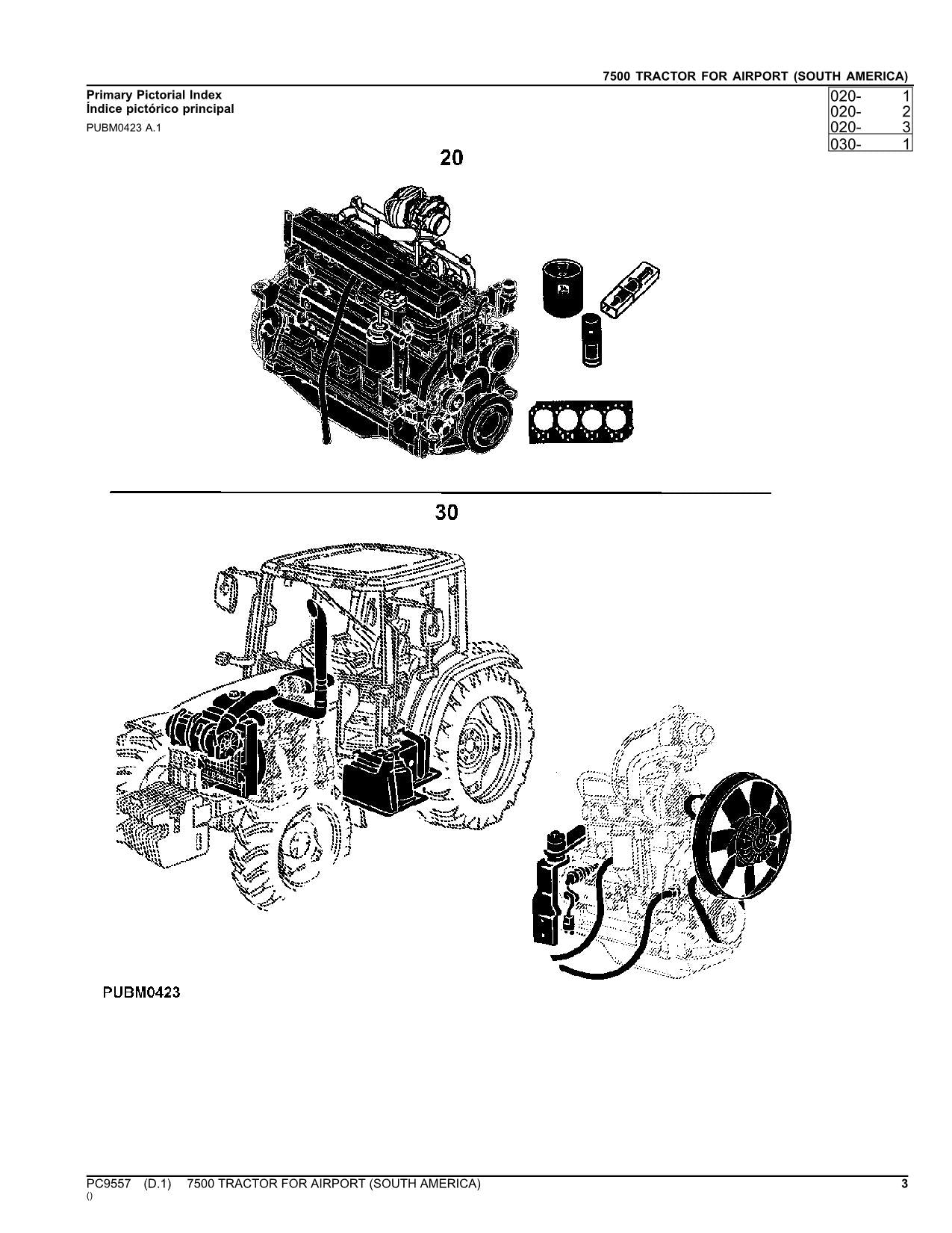 JOHN DEERE 7500 TRAKTOR ERSATZTEILKATALOGHANDBUCH SÜDAMERIKANISCHE AUSGABE