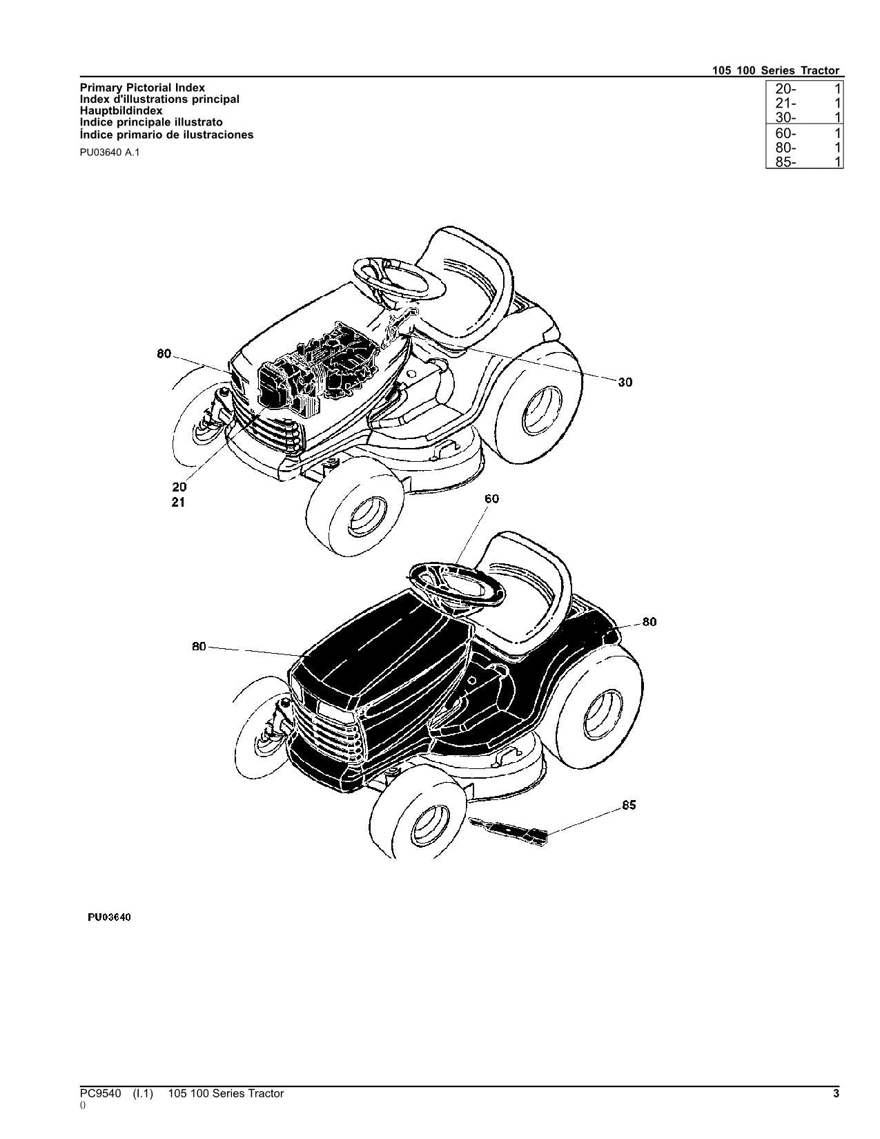 MANUEL DU CATALOGUE DES PIÈCES DU TRACTEUR JOHN DEERE 105