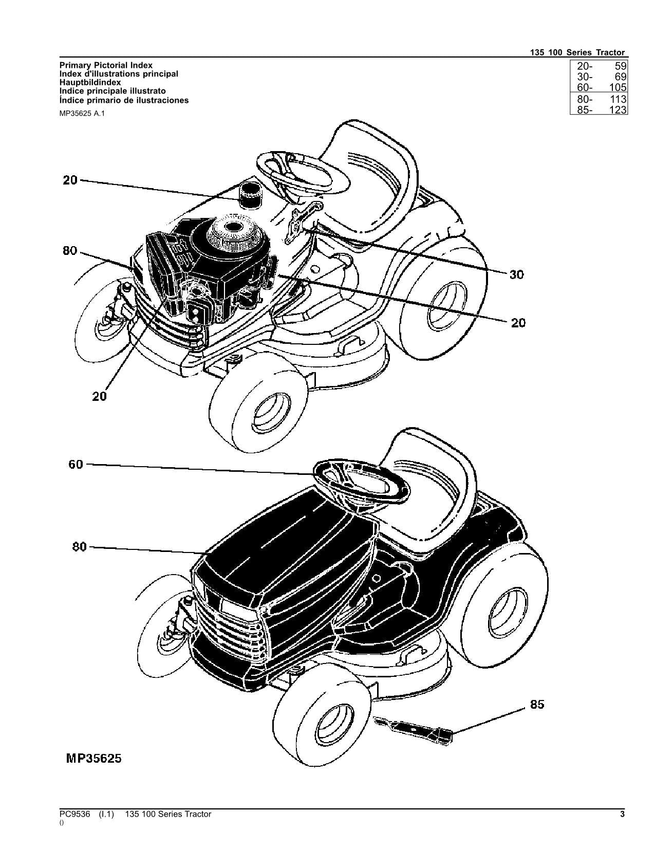 JOHN DEERE 135 TRACTOR PARTS CATALOG MANUAL