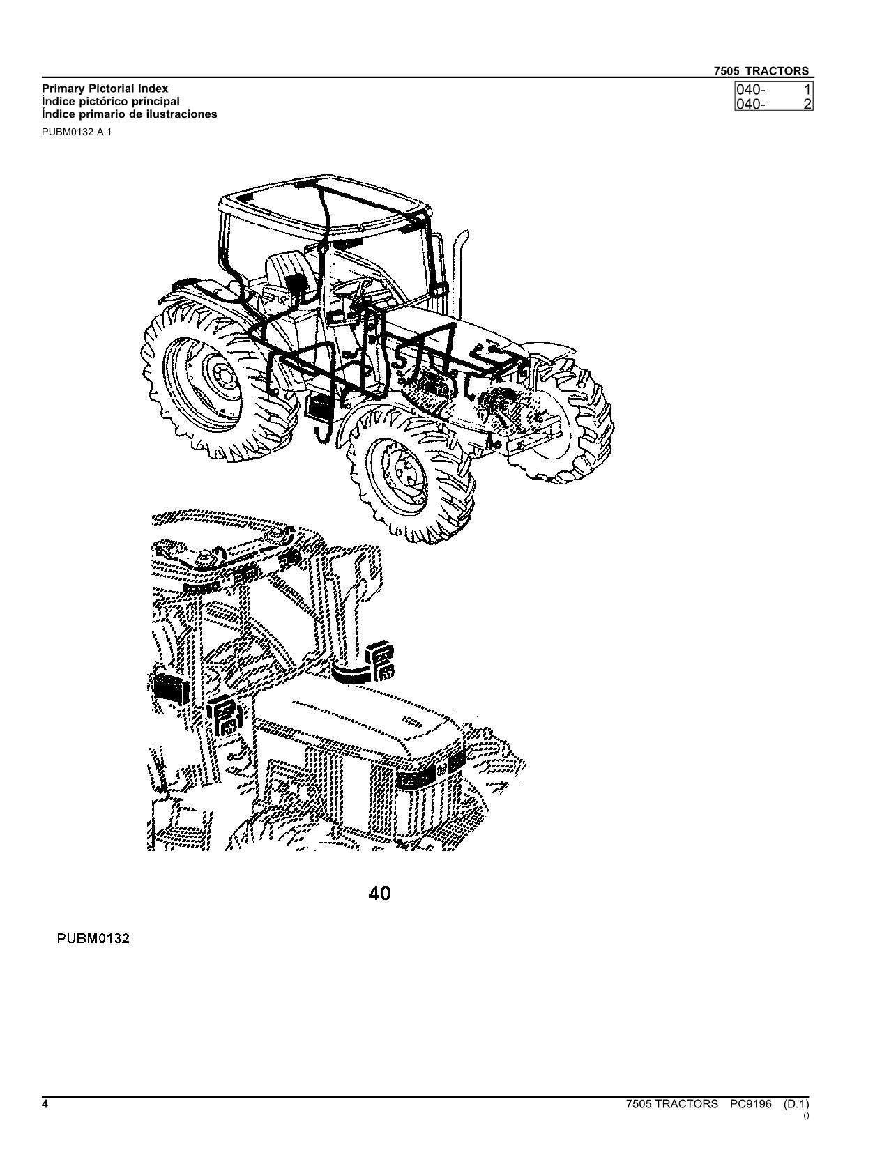 JOHN DEERE 7505 TRACTOR PARTS CATALOG MANUAL