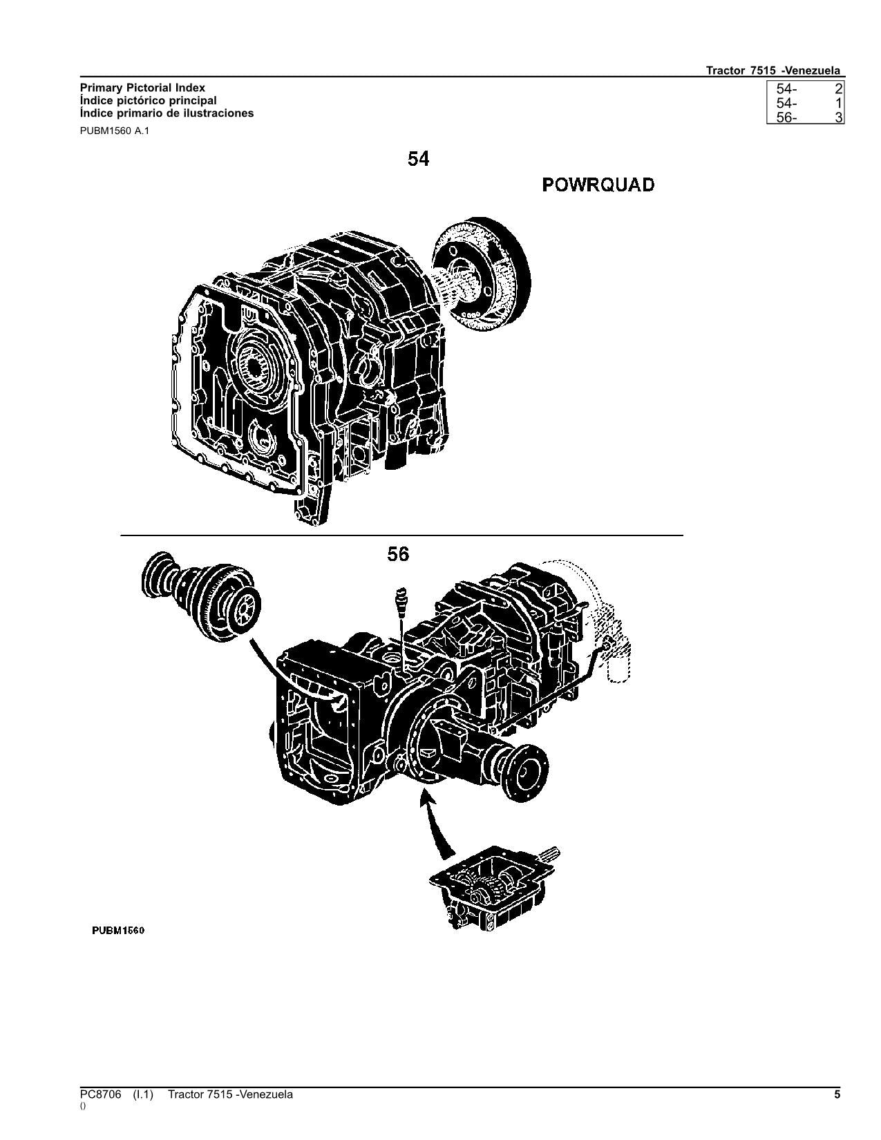 MANUEL DU CATALOGUE DES PIÈCES DU TRACTEUR JOHN DEERE 7515 ser. 91402-