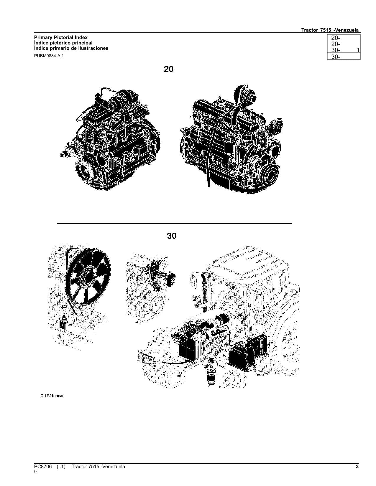 JOHN DEERE 7515 TRACTOR PARTS CATALOG MANUAL ser. 91402-