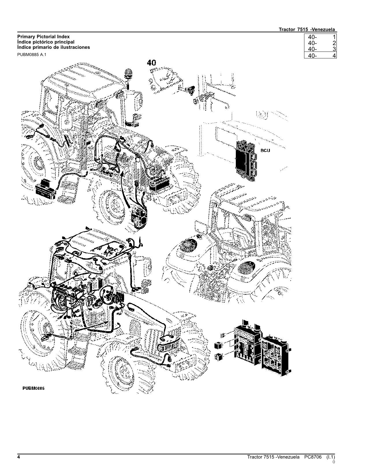 JOHN DEERE 7515 TRACTOR PARTS CATALOG MANUAL ser. 91402-