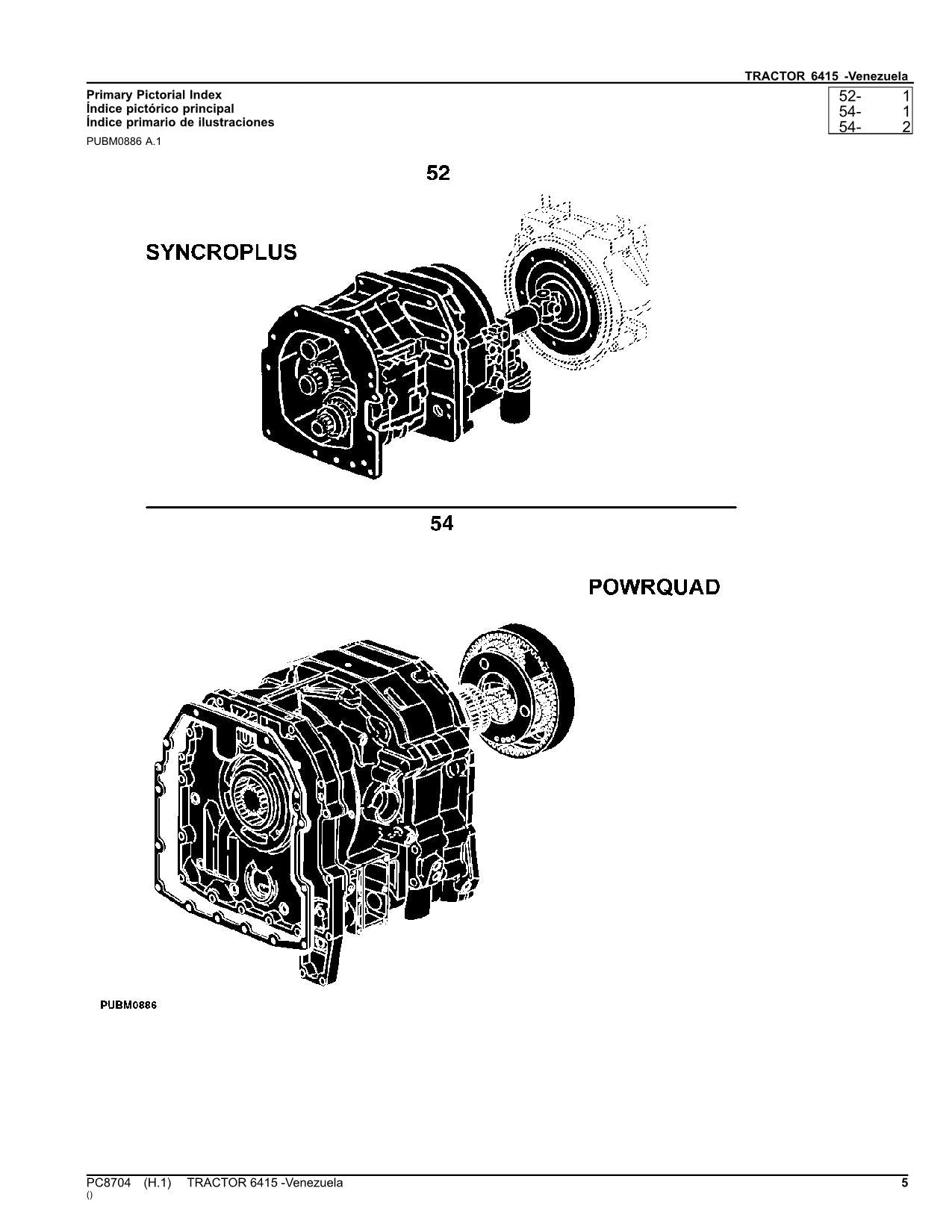 JOHN DEERE 6415 TRAKTOR ERSATZTEILKATALOGHANDBUCH