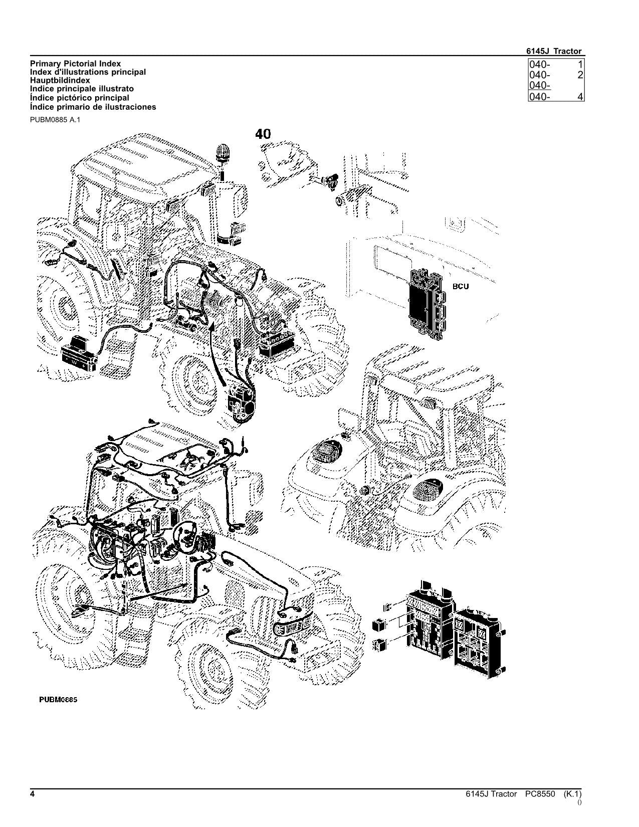 JOHN DEERE 6145J TRACTOR PARTS CATALOG MANUAL