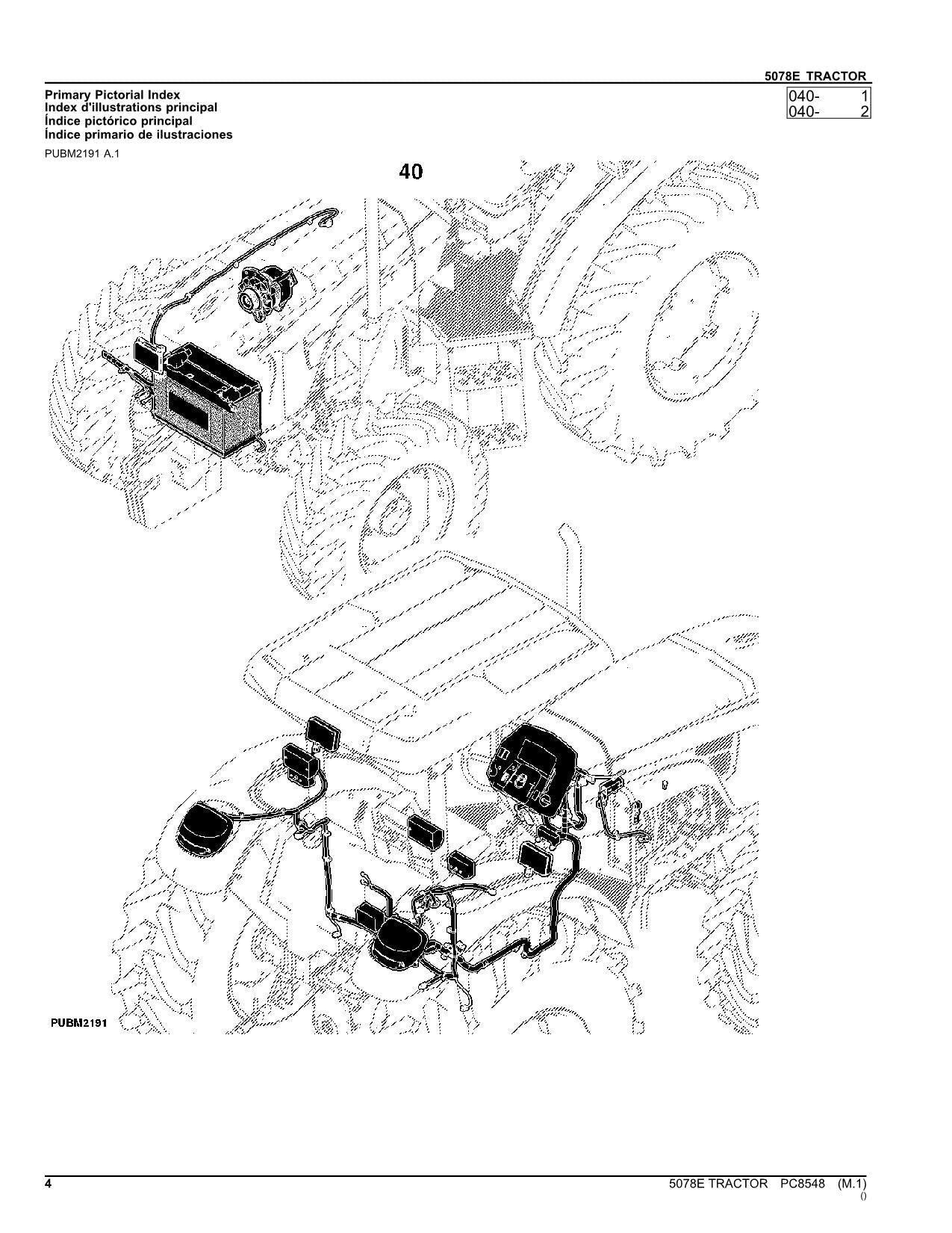 JOHN DEERE 5078E TRAKTOR-TEILEKATALOGHANDBUCH SÜDAMERIKANISCHE AUSGABE