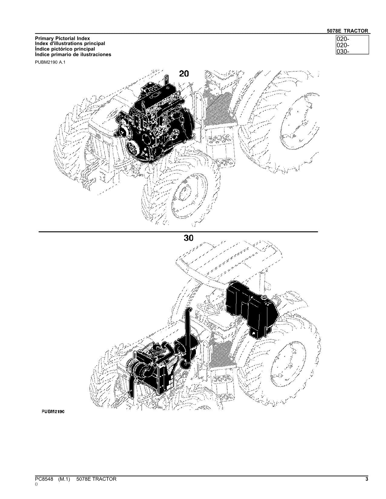 MANUEL DU CATALOGUE DES PIÈCES DU TRACTEUR JOHN DEERE 5078E ÉDITION SUD-AMÉRICAINE