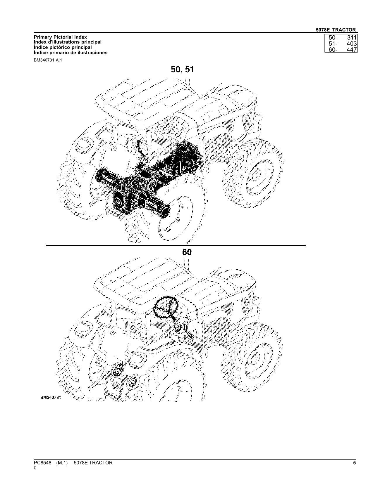 MANUEL DU CATALOGUE DES PIÈCES DU TRACTEUR JOHN DEERE 5078E ÉDITION SUD-AMÉRICAINE