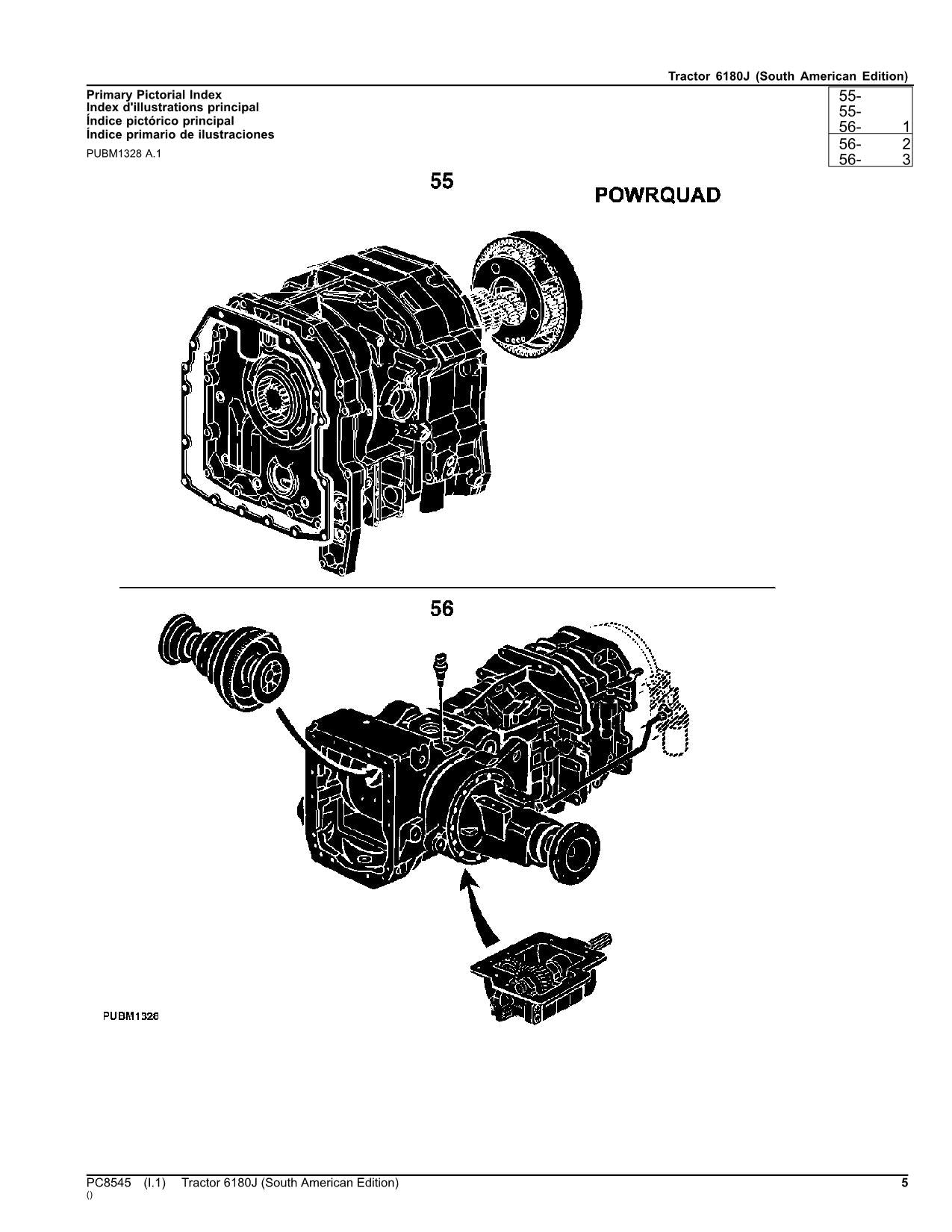 JOHN DEERE 6180J TRACTOR PARTS CATALOG MANUAL