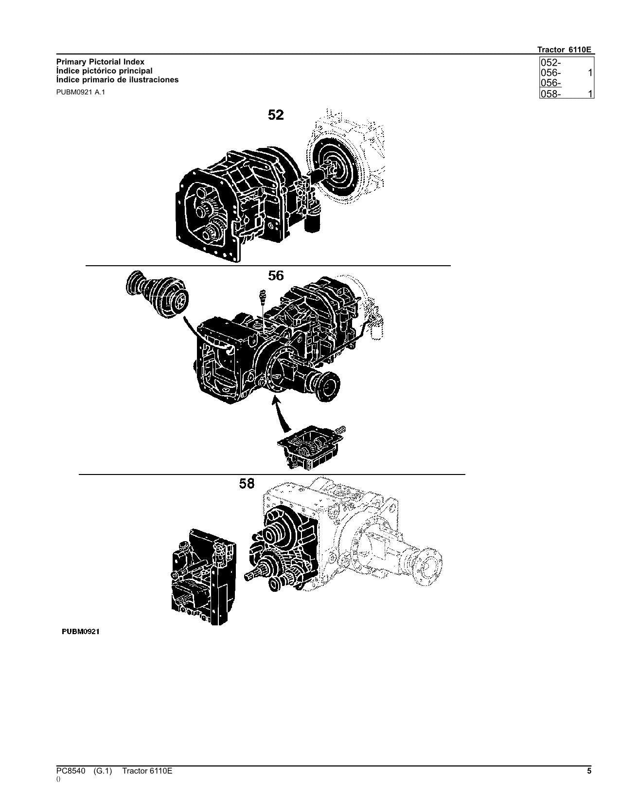 JOHN DEERE 6110E TRAKTOR-TEILEKATALOGHANDBUCH SÜDAMERIKANISCHE AUSGABE