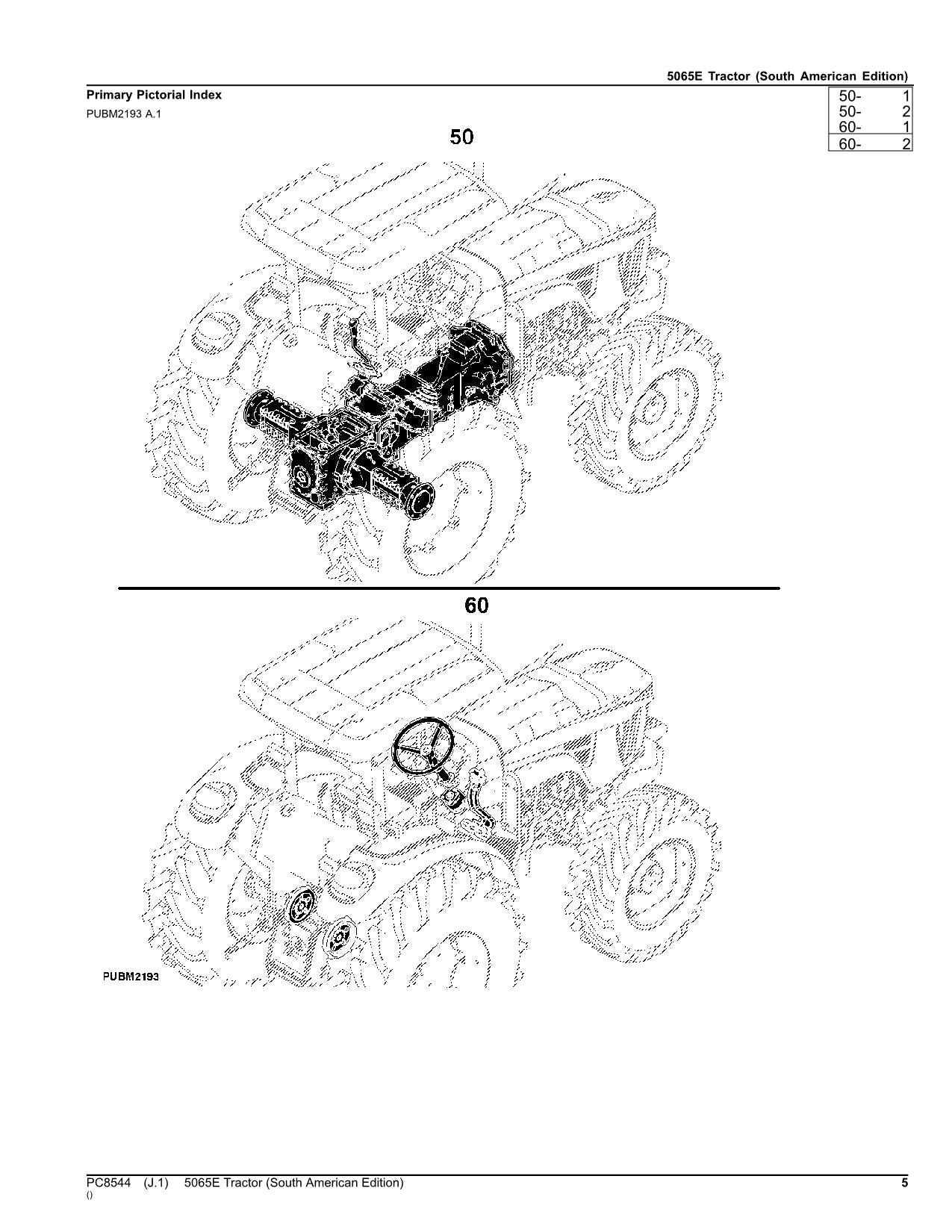 JOHN DEERE 5065E TRAKTOR-TEILEKATALOGHANDBUCH SÜDAMERIKANISCHE AUSGABE