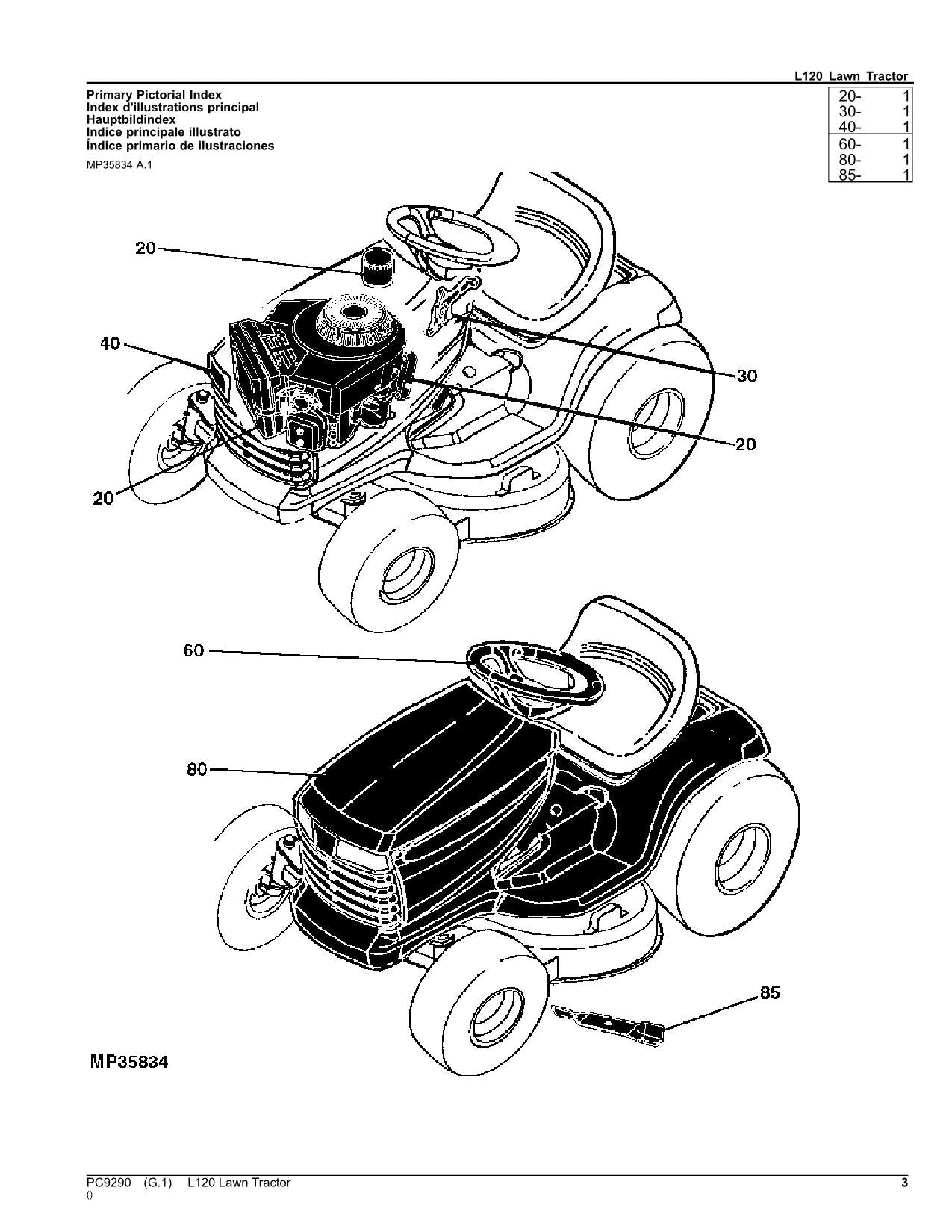 JOHN DEERE L120 TRACTOR PARTS CATALOG MANUAL