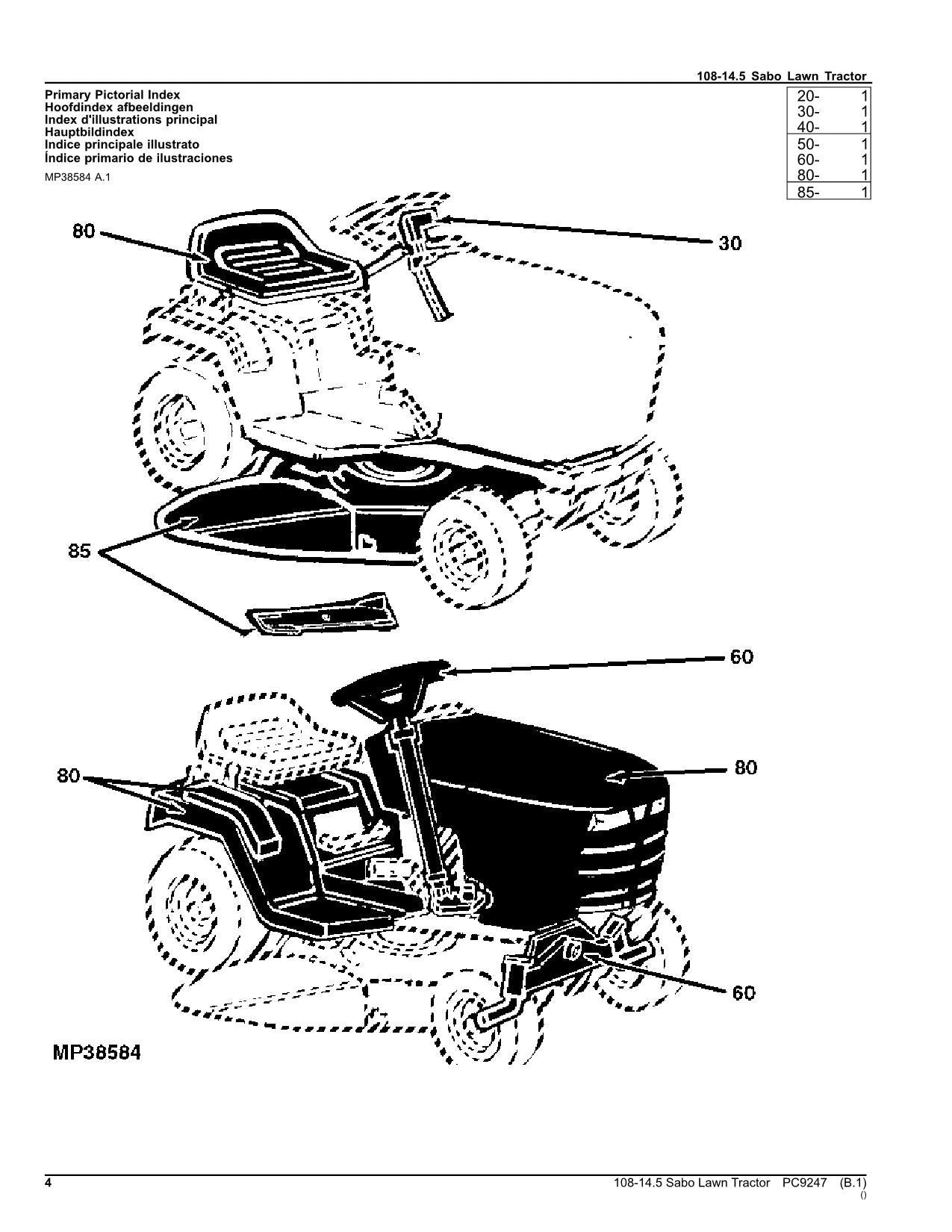 JOHN DEERE 108-14.5 TRAKTOR-TEILEKATALOGHANDBUCH