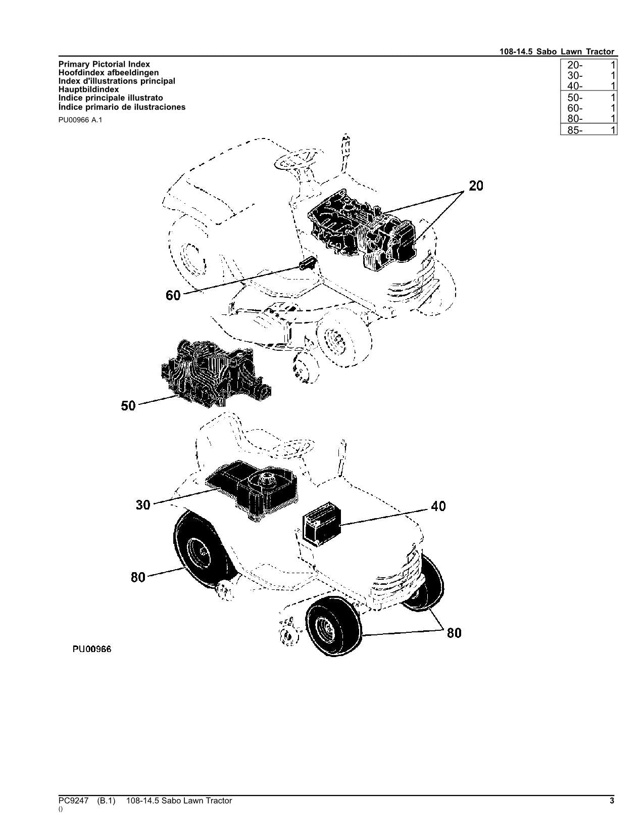 JOHN DEERE 108-14.5 TRAKTOR-TEILEKATALOGHANDBUCH