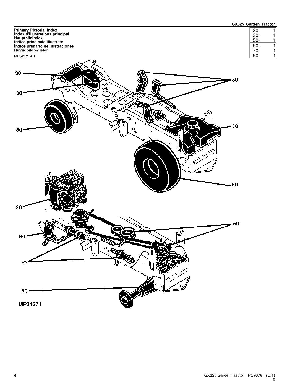 JOHN DEERE GX325 TRACTOR PARTS CATALOG MANUAL