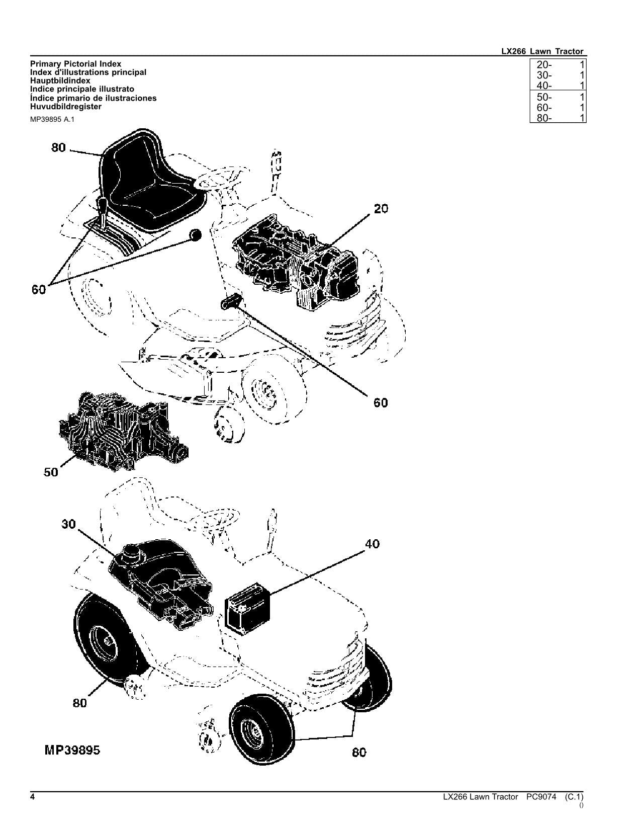 MANUEL DU CATALOGUE DES PIÈCES DU TRACTEUR JOHN DEERE LX266