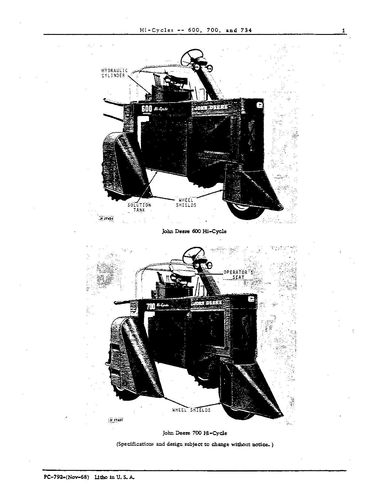 JOHN DEERE 600 700 734 TRACTOR PARTS CATALOG MANUAL