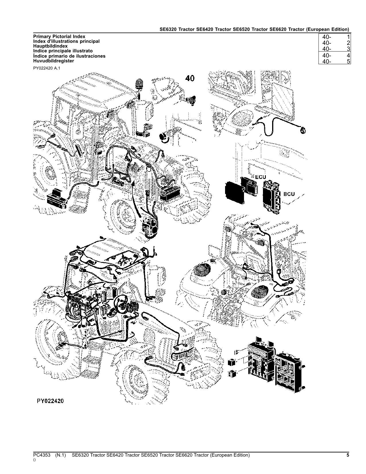 JOHN DEERE SE6320 SE6420 SE6520 SE6620 TRACTOR PARTS CATALOG MANUAL