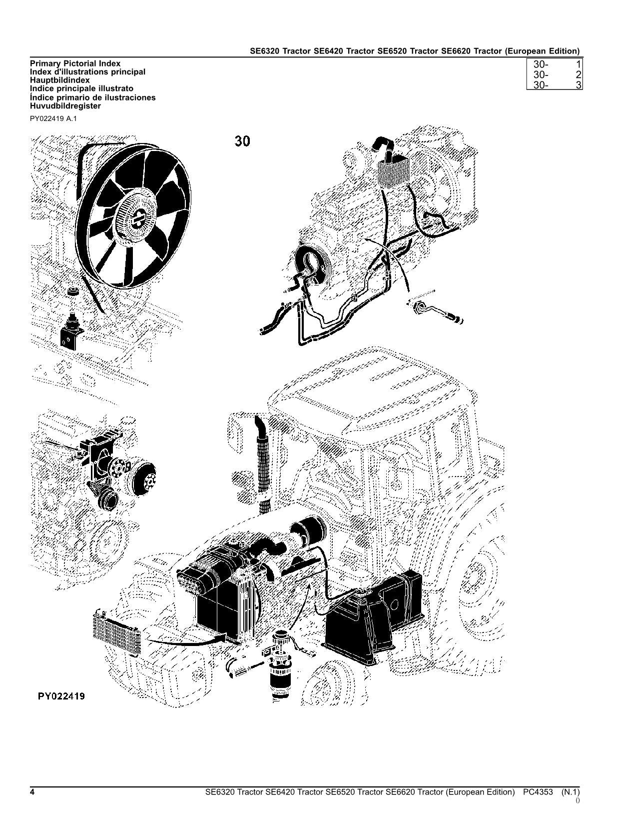 JOHN DEERE SE6320 SE6420 SE6520 SE6620 TRACTOR PARTS CATALOG MANUAL