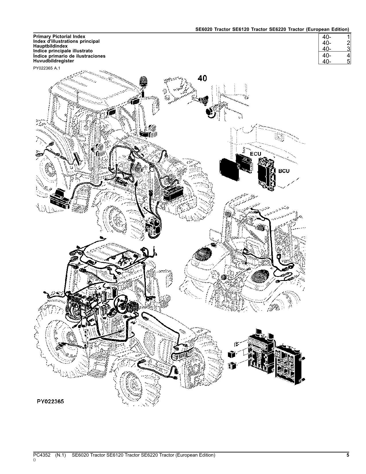 JOHN DEERE SE6020 SE6120 SE6220 TRAKTOR TEILEKATALOGHANDBUCH