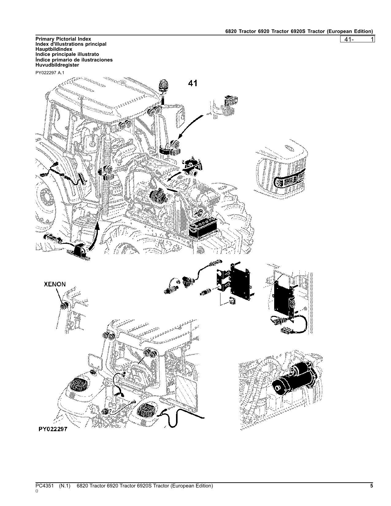 JOHN DEERE 6820 6920 6920S TRACTOR PARTS CATALOG MANUAL