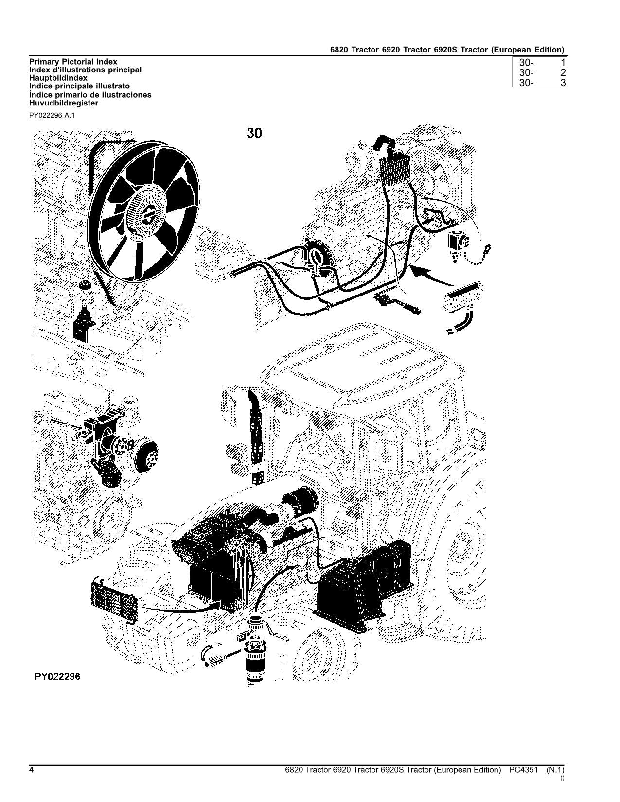 JOHN DEERE 6820 6920 6920S TRACTOR PARTS CATALOG MANUAL