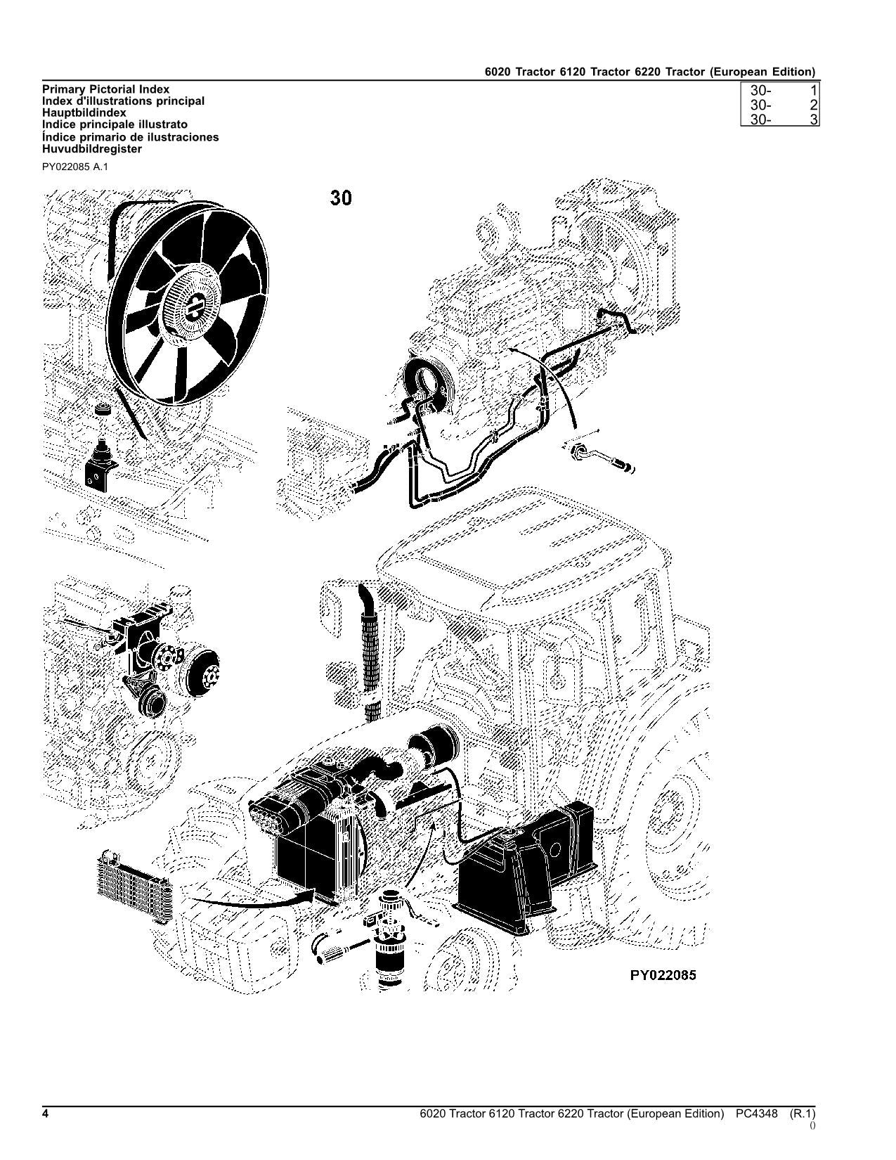 JOHN DEERE 6020 6120 6220 TRACTOR PARTS CATALOG MANUAL