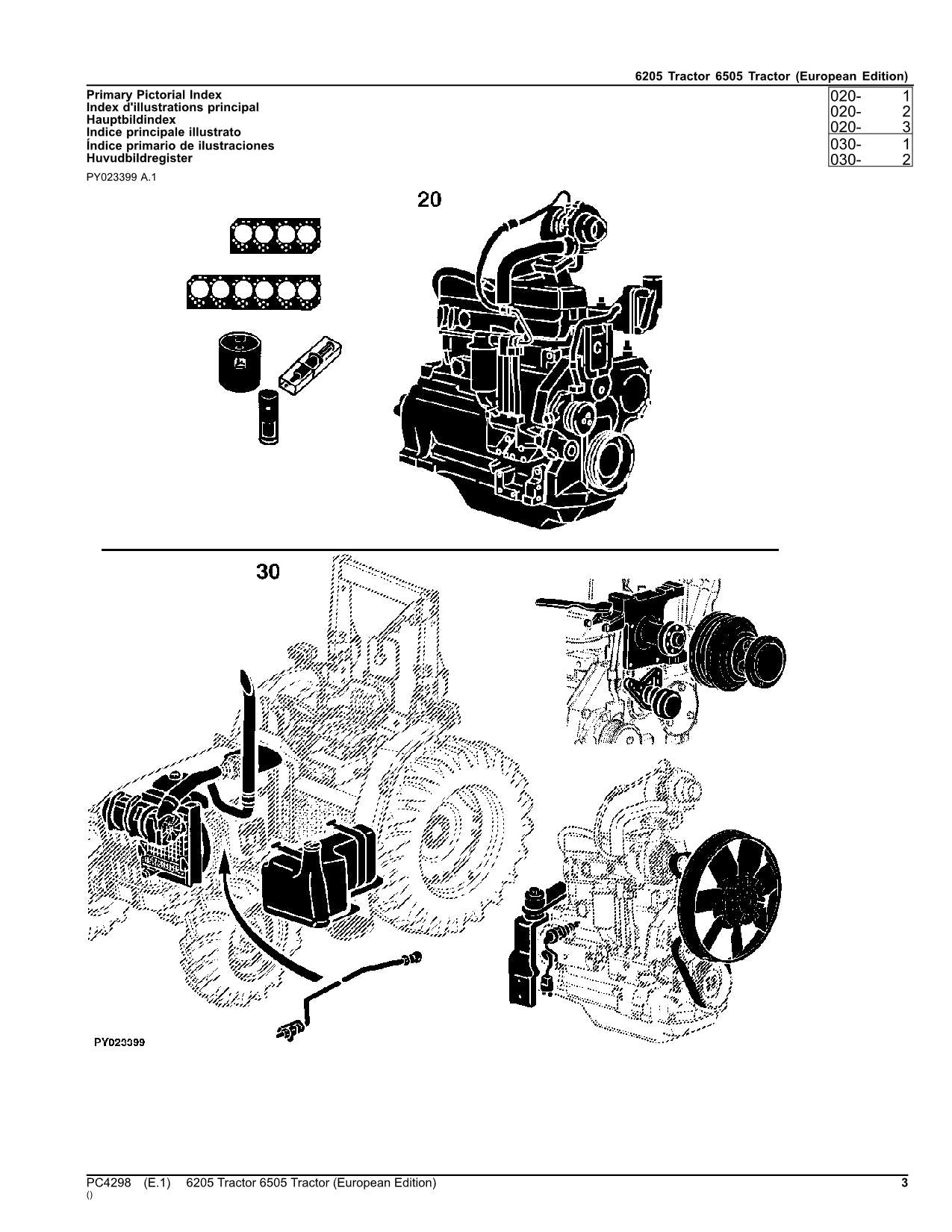 JOHN DEERE 6205 6505 TRACTOR PARTS CATALOG MANUAL