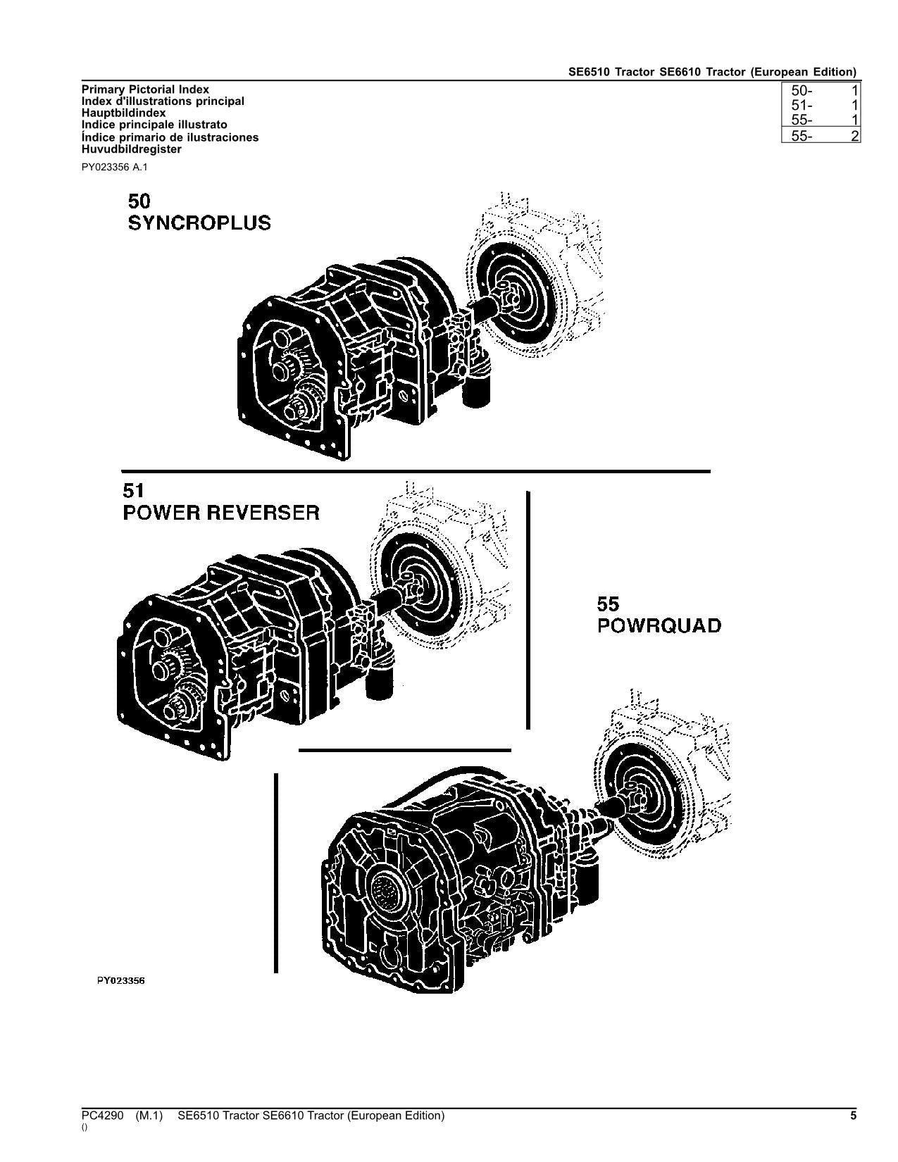 JOHN DEERE SE6510 SE6610 TRAKTOR TEILEKATALOGHANDBUCH