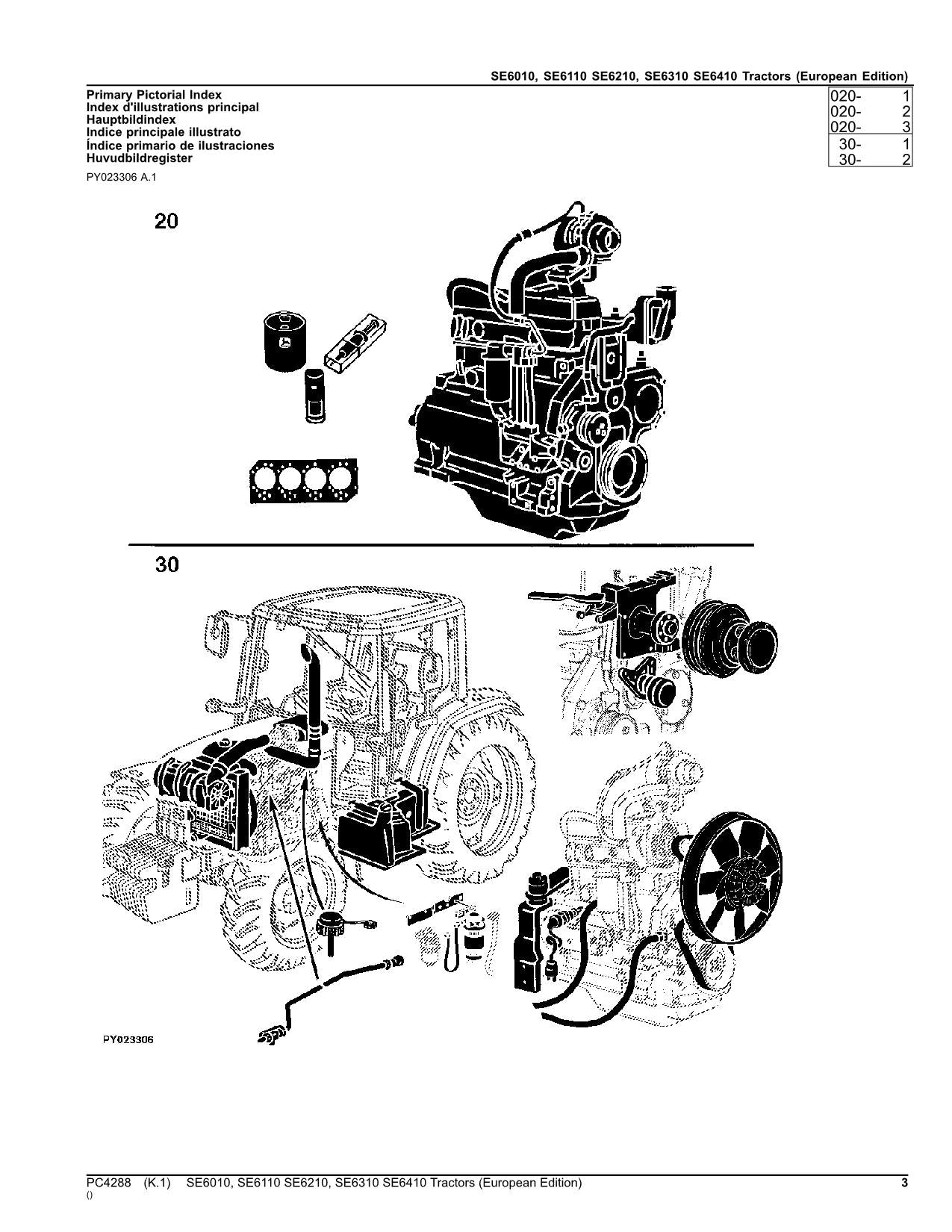 JOHN DEERE SE6010 SE6110 SE6210 SE6310 SE6410 TRACTOR PARTS CATALOG MANUAL