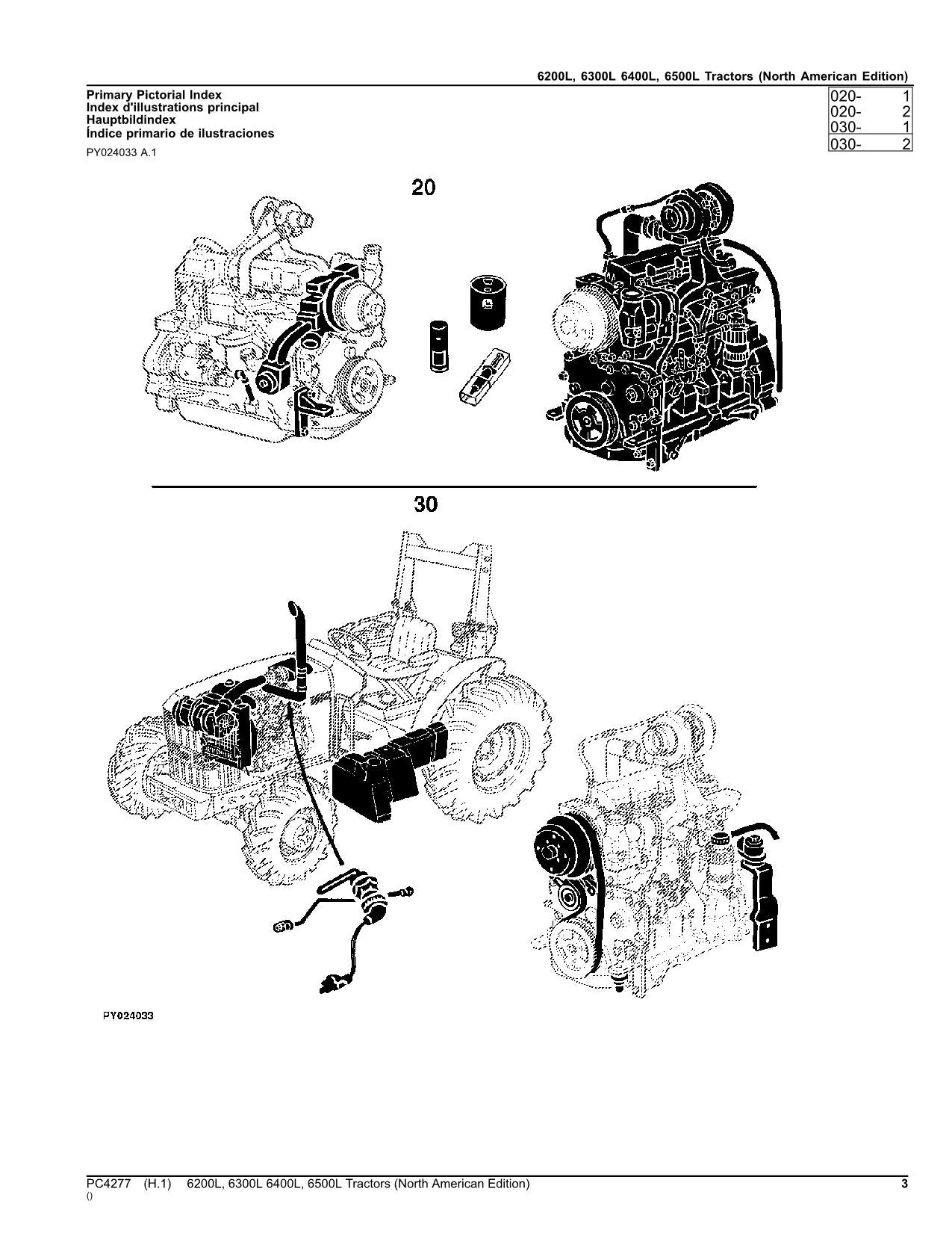 JOHN DEERE 6200L 6300L 6400L 6500L TRAKTOR TEILEKATALOGHANDBUCH