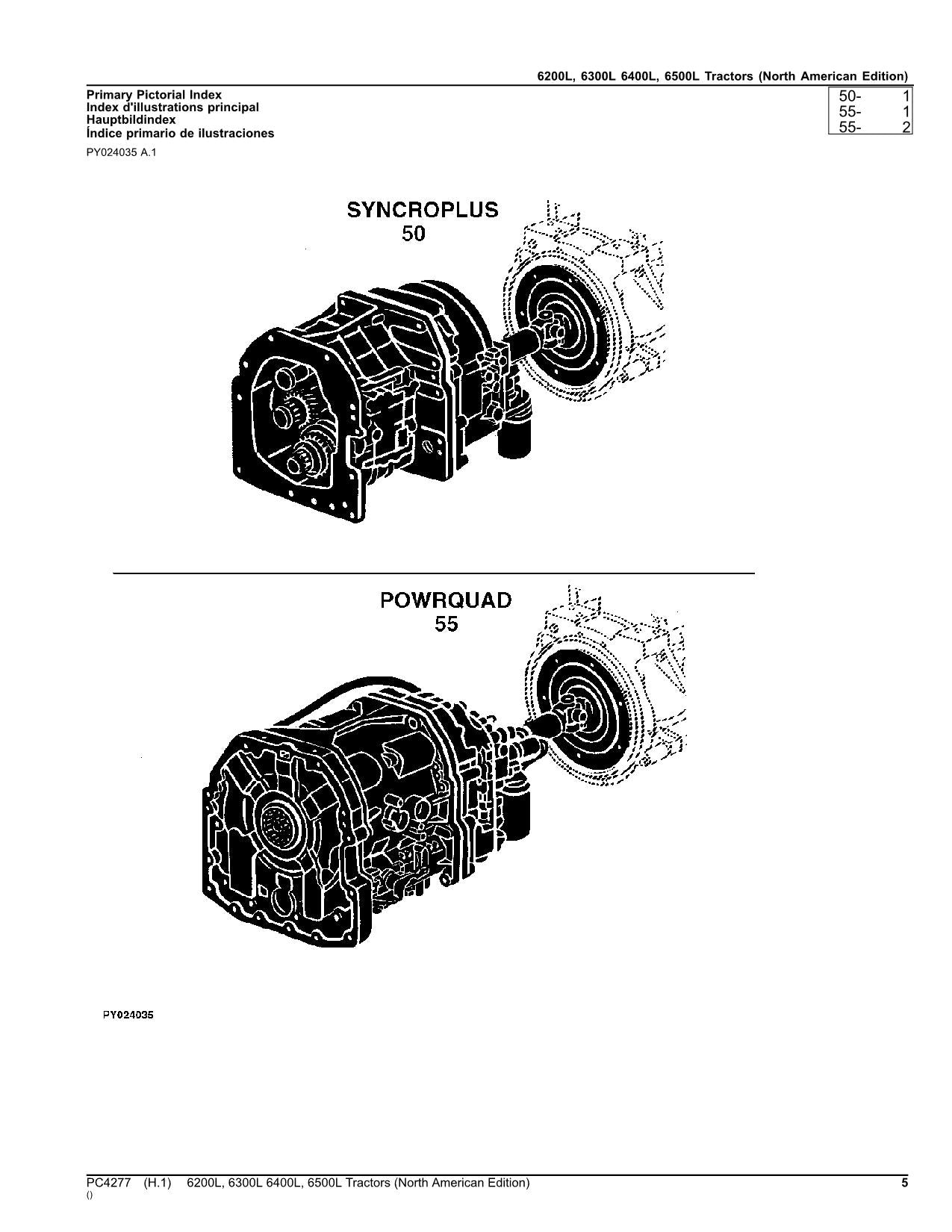 JOHN DEERE 6200L 6300L 6400L 6500L TRACTOR PARTS CATALOG MANUAL