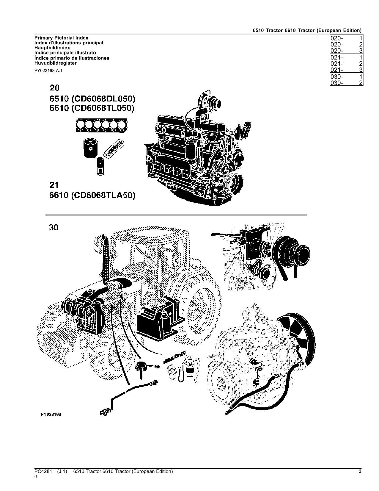 JOHN DEERE 6510 6610 TRACTOR PARTS CATALOG MANUAL