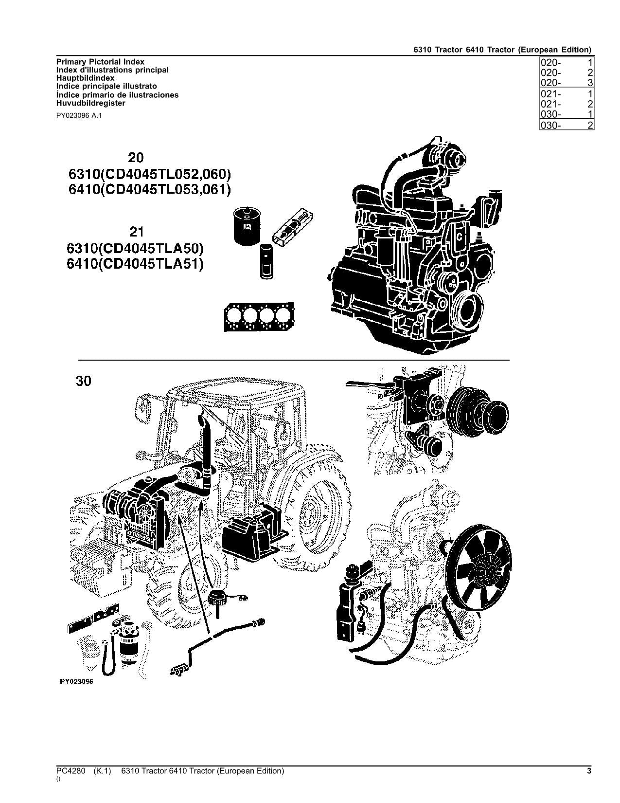 JOHN DEERE 6310 6410 TRACTOR PARTS CATALOG MANUAL