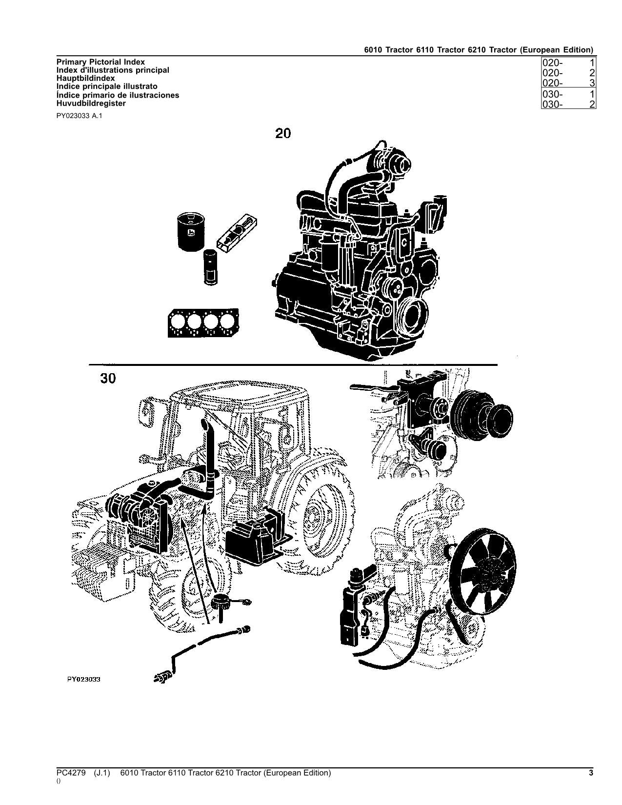 JOHN DEERE 6010 6110 6210 TRACTOR PARTS CATALOG MANUAL