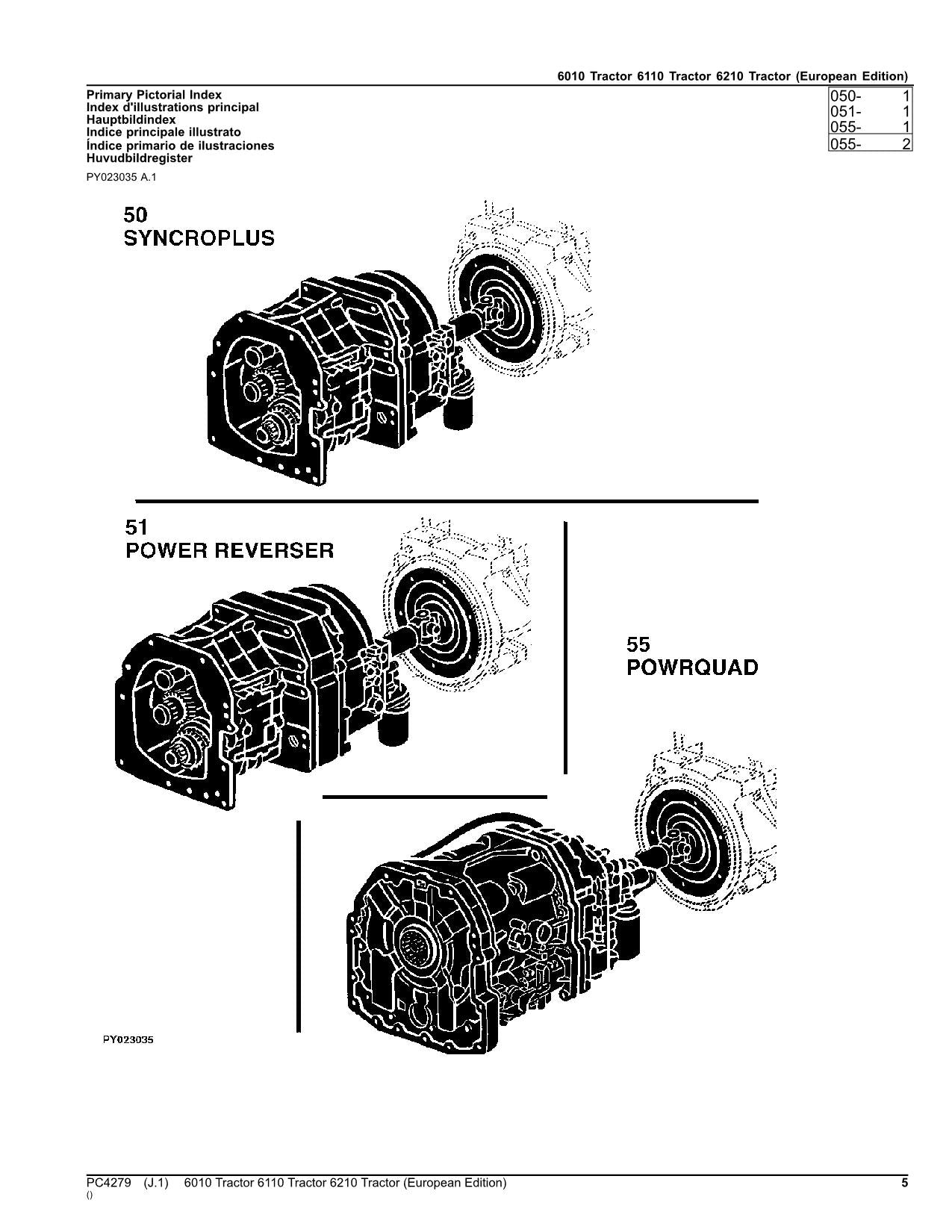 JOHN DEERE 6010 6110 6210 TRACTOR PARTS CATALOG MANUAL