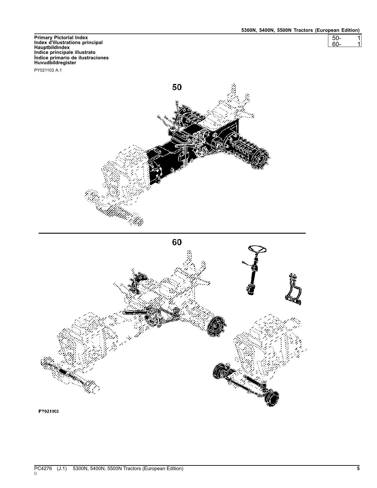 JOHN DEERE 5300N 5400N 5500N TRAKTOR TEILEKATALOGHANDBUCH