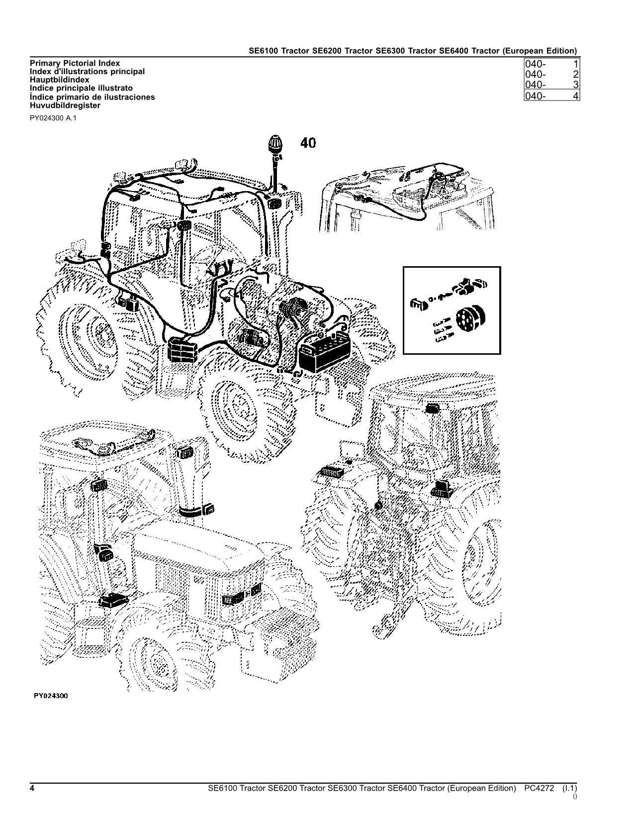 JOHN DEERE SE6100 SE6200 SE6300 SE6400 TRAKTOR TEILEKATALOG HANDBUCH