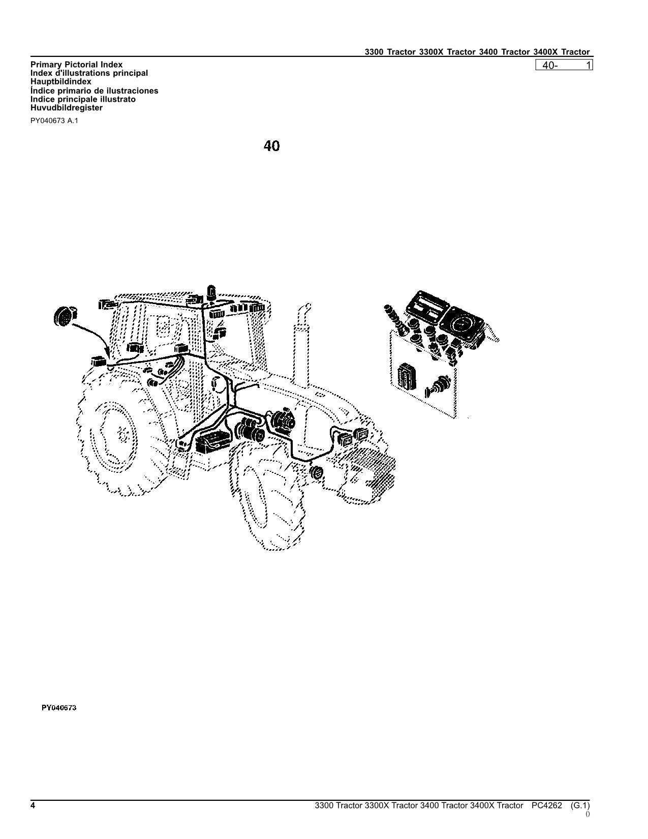 JOHN DEERE 3300 3300X 3400 3400X TRACTOR PARTS CATALOG MANUAL