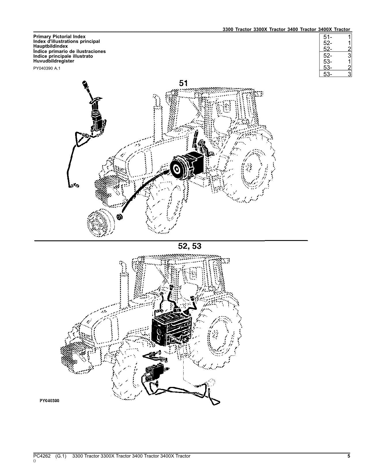 JOHN DEERE 3300 3300X 3400 3400X TRACTOR PARTS CATALOG MANUAL