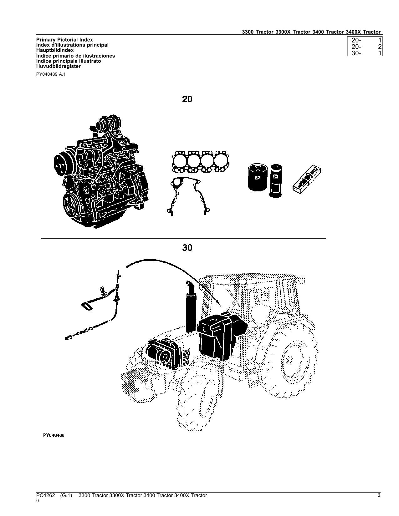 JOHN DEERE 3300 3300X 3400 3400X TRAKTOR TEILEKATALOGHANDBUCH