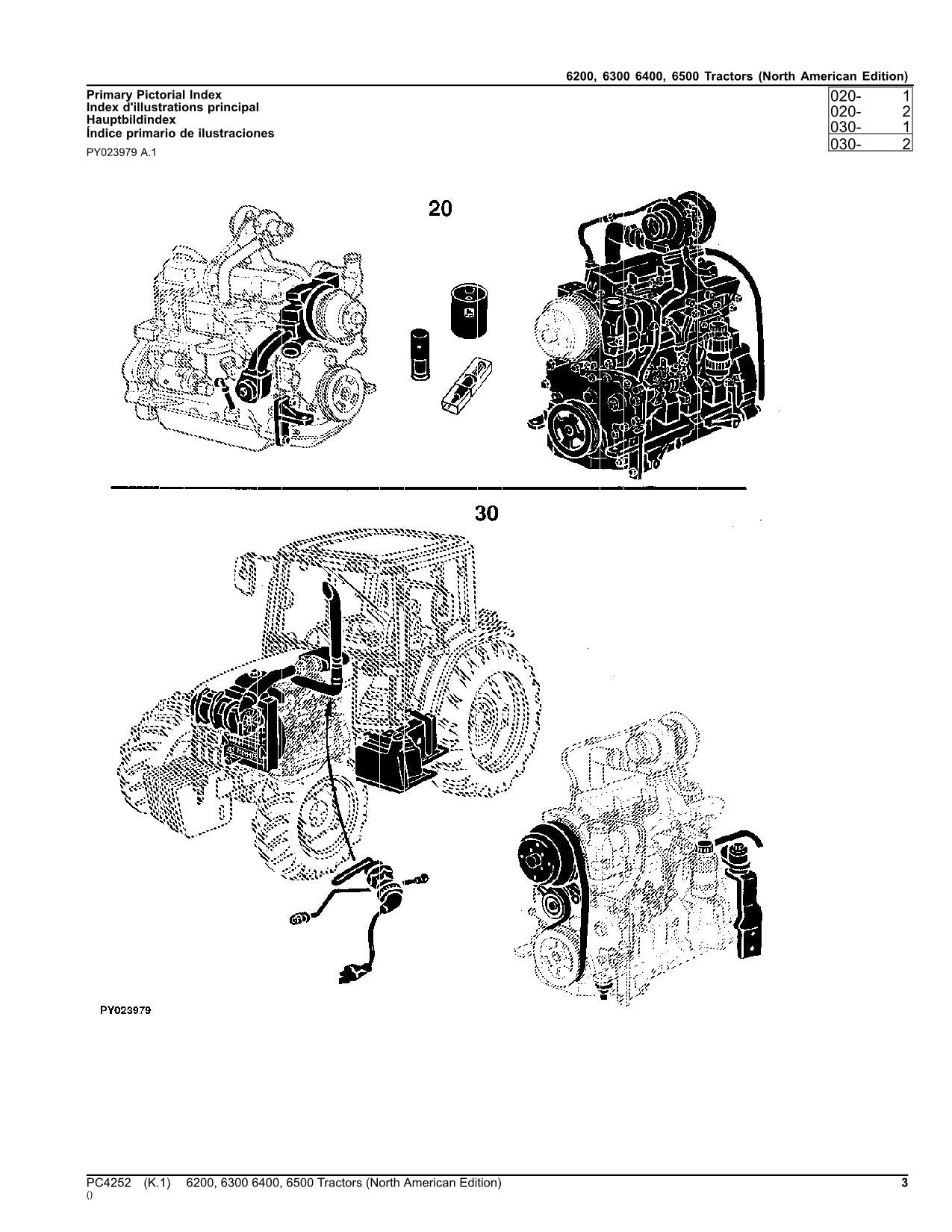 JOHN DEERE 6200 6300 6400 6500 TRACTOR PARTS CATALOG MANUAL