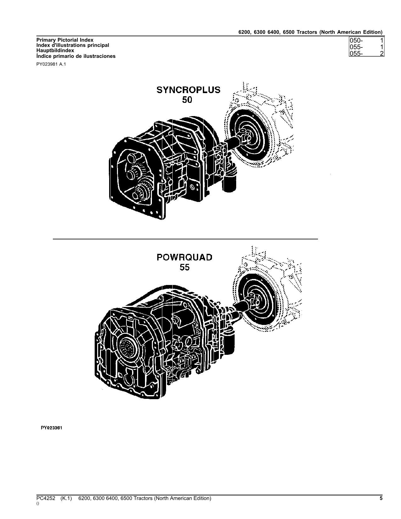 JOHN DEERE 6200 6300 6400 6500 TRACTOR PARTS CATALOG MANUAL