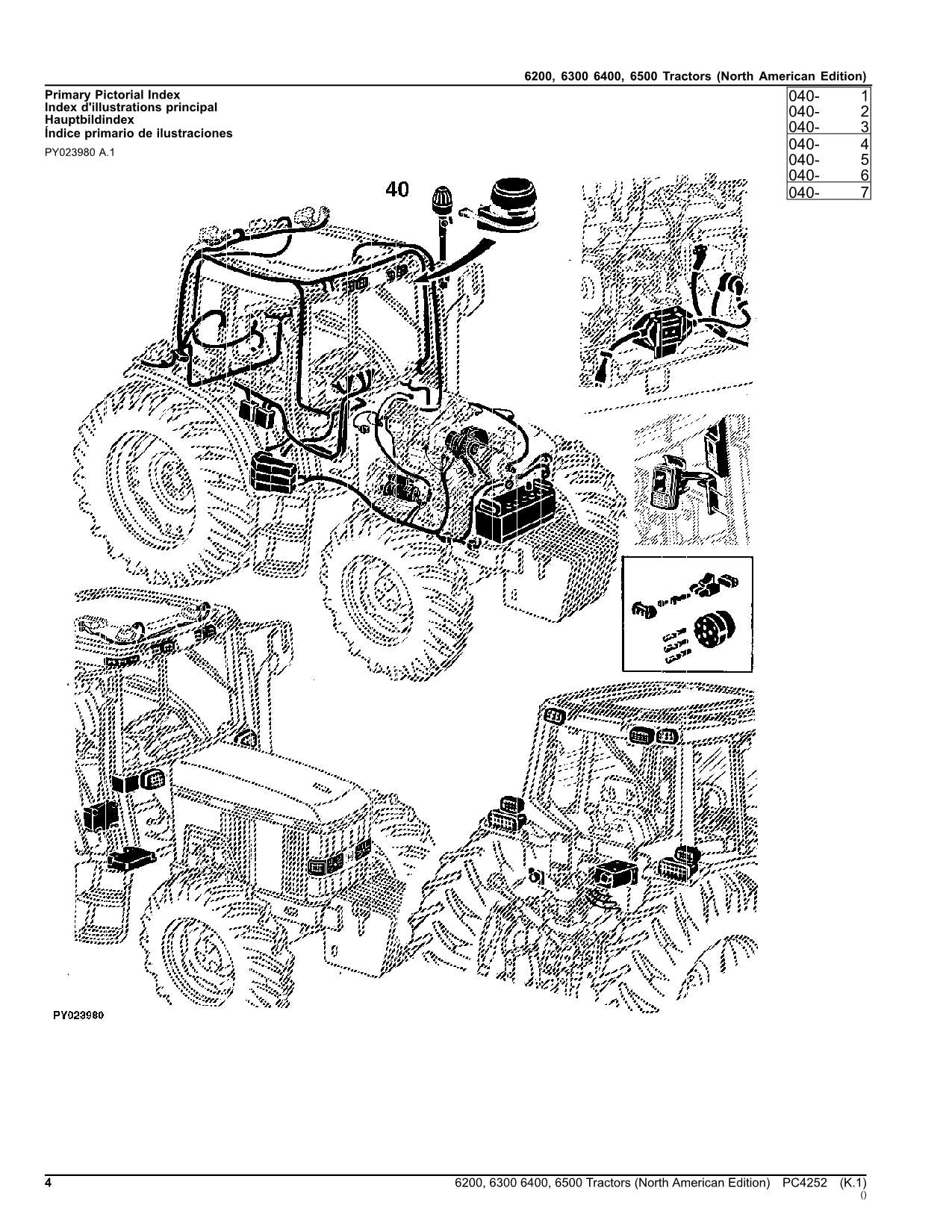 JOHN DEERE 6200 6300 6400 6500 TRACTOR PARTS CATALOG MANUAL