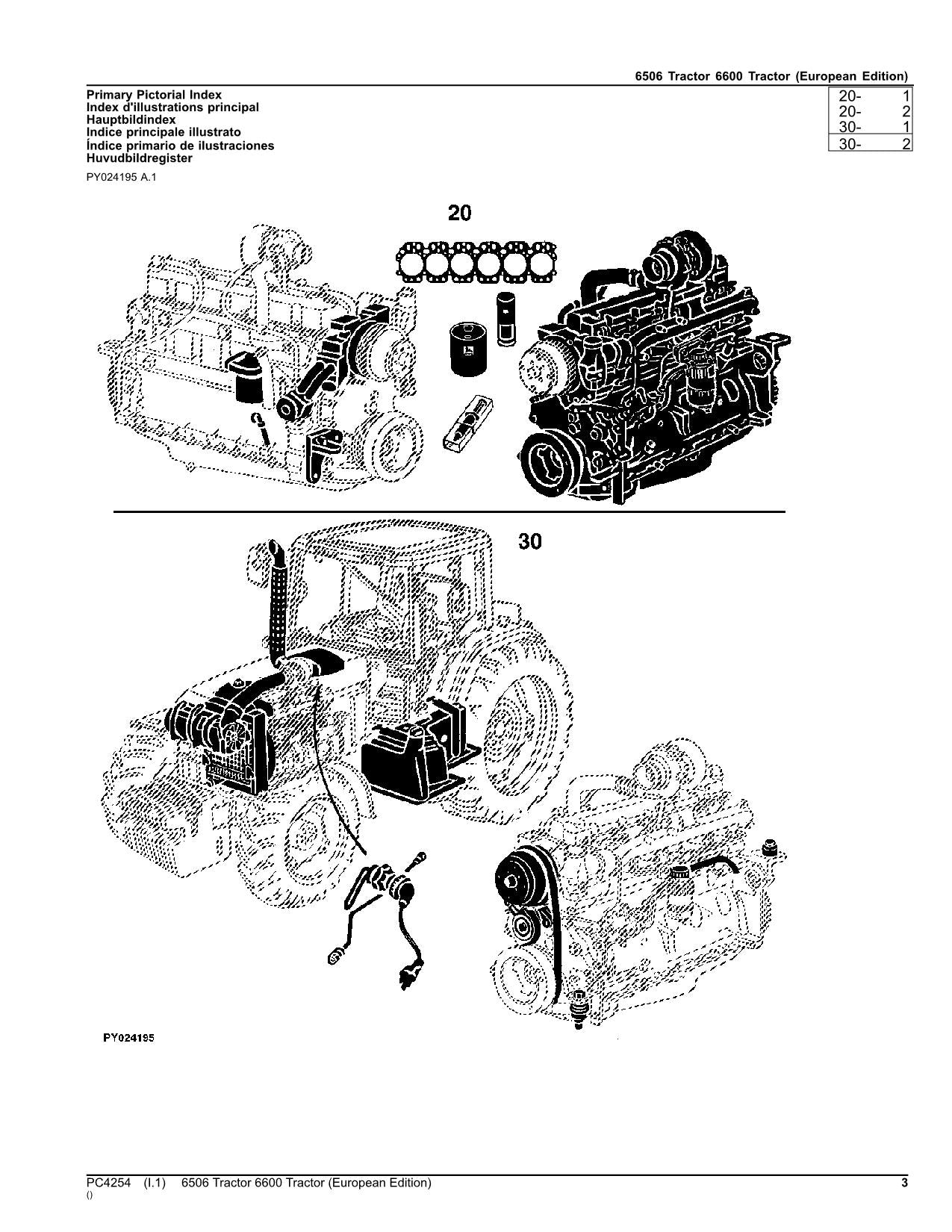 JOHN DEERE 6506 6600 TRACTOR PARTS CATALOG MANUAL