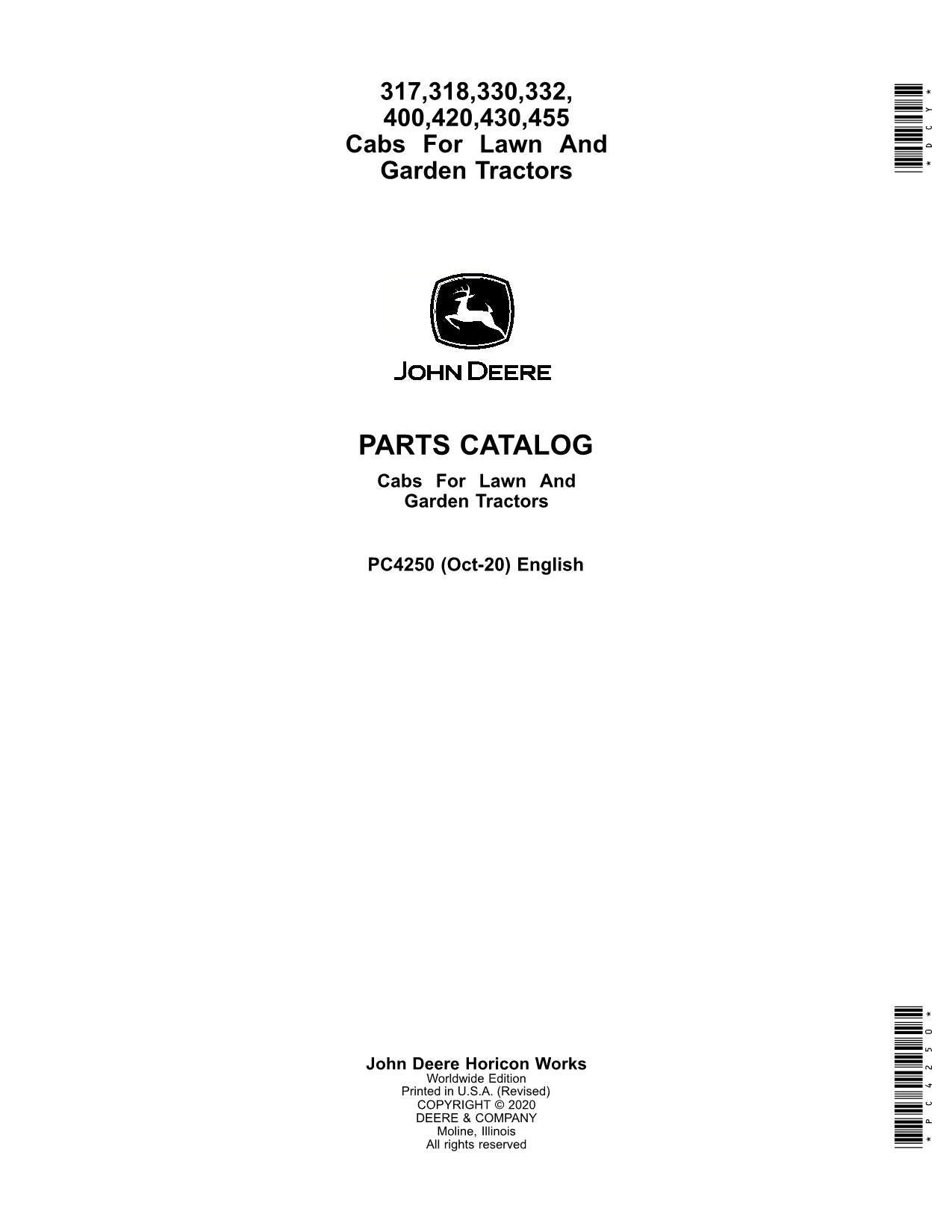 MANUEL DU CATALOGUE DES PIÈCES DE RECHANGE POUR TRACTEUR JOHN DEERE 317 318 330 332 400 420 430 455