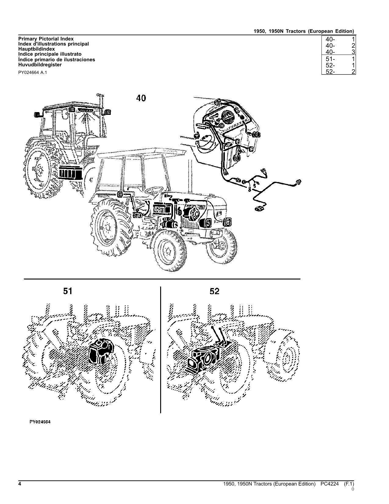 JOHN DEERE 1950 1950N TRACTOR PARTS CATALOG MANUAL