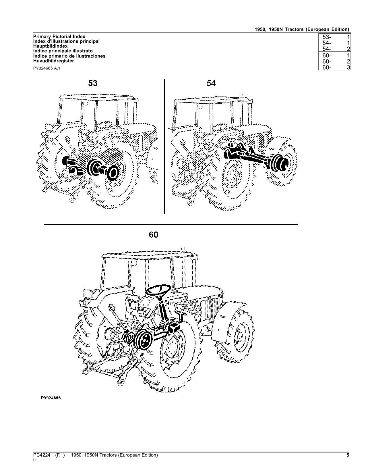 JOHN DEERE 1950 1950N TRACTOR PARTS CATALOG MANUAL