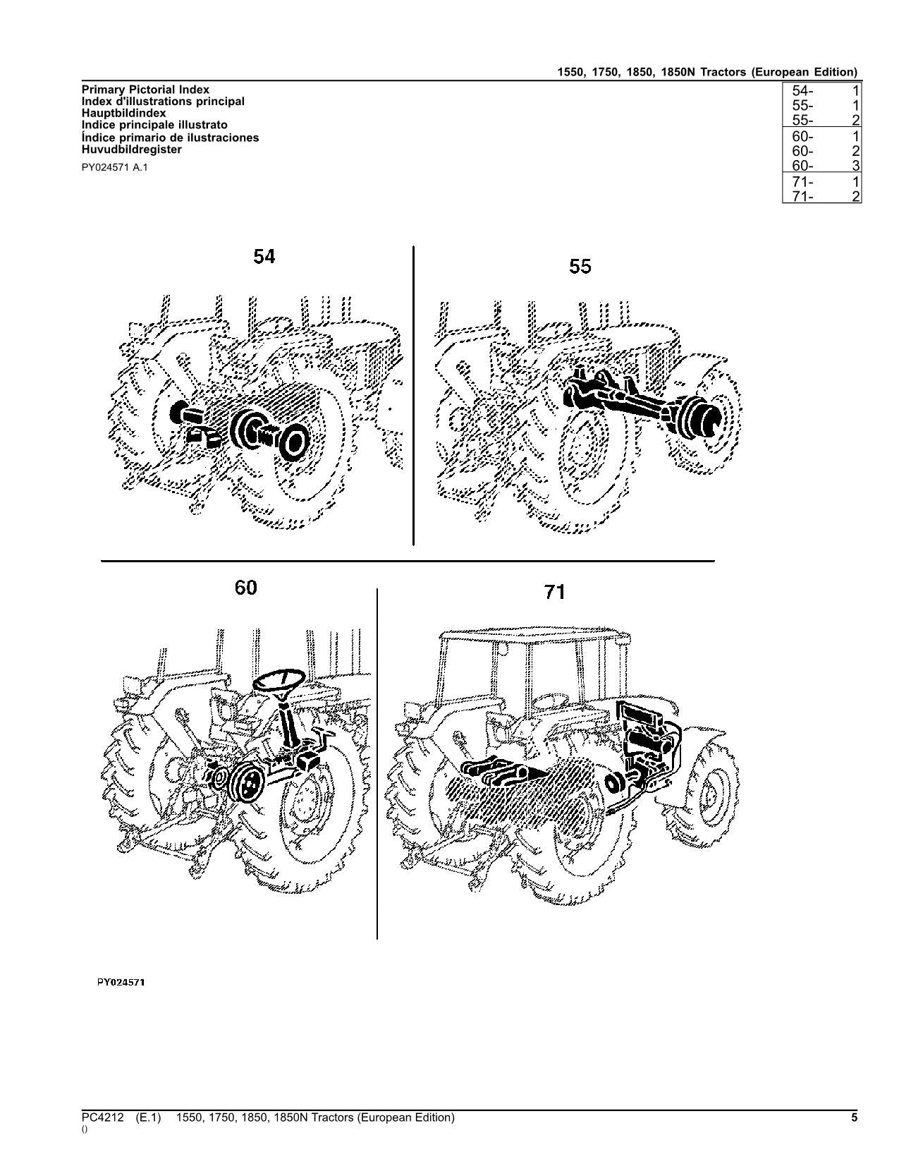 JOHN DEERE 1550 1750 1850 1850N TRAKTOR TEILEKATALOGHANDBUCH