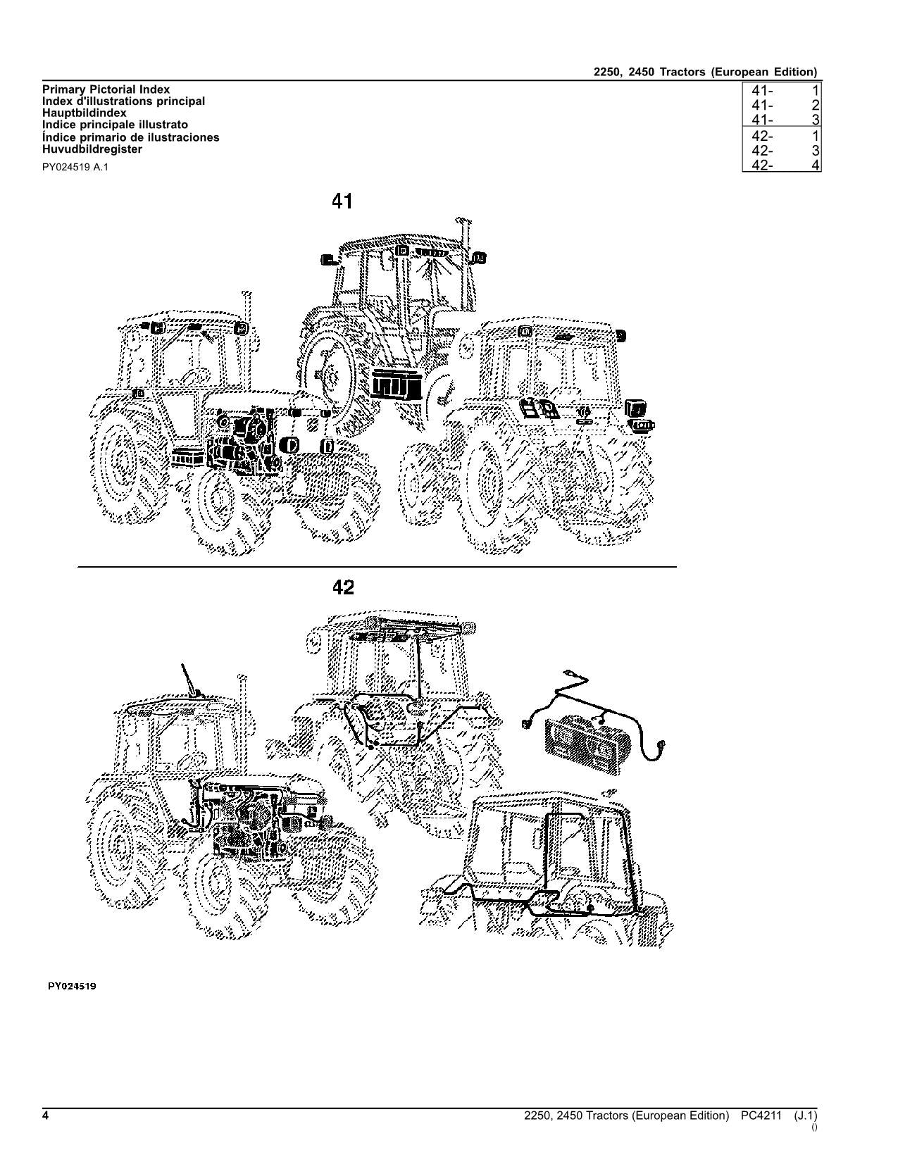 JOHN DEERE 2250 2450 TRACTOR PARTS CATALOG MANUAL